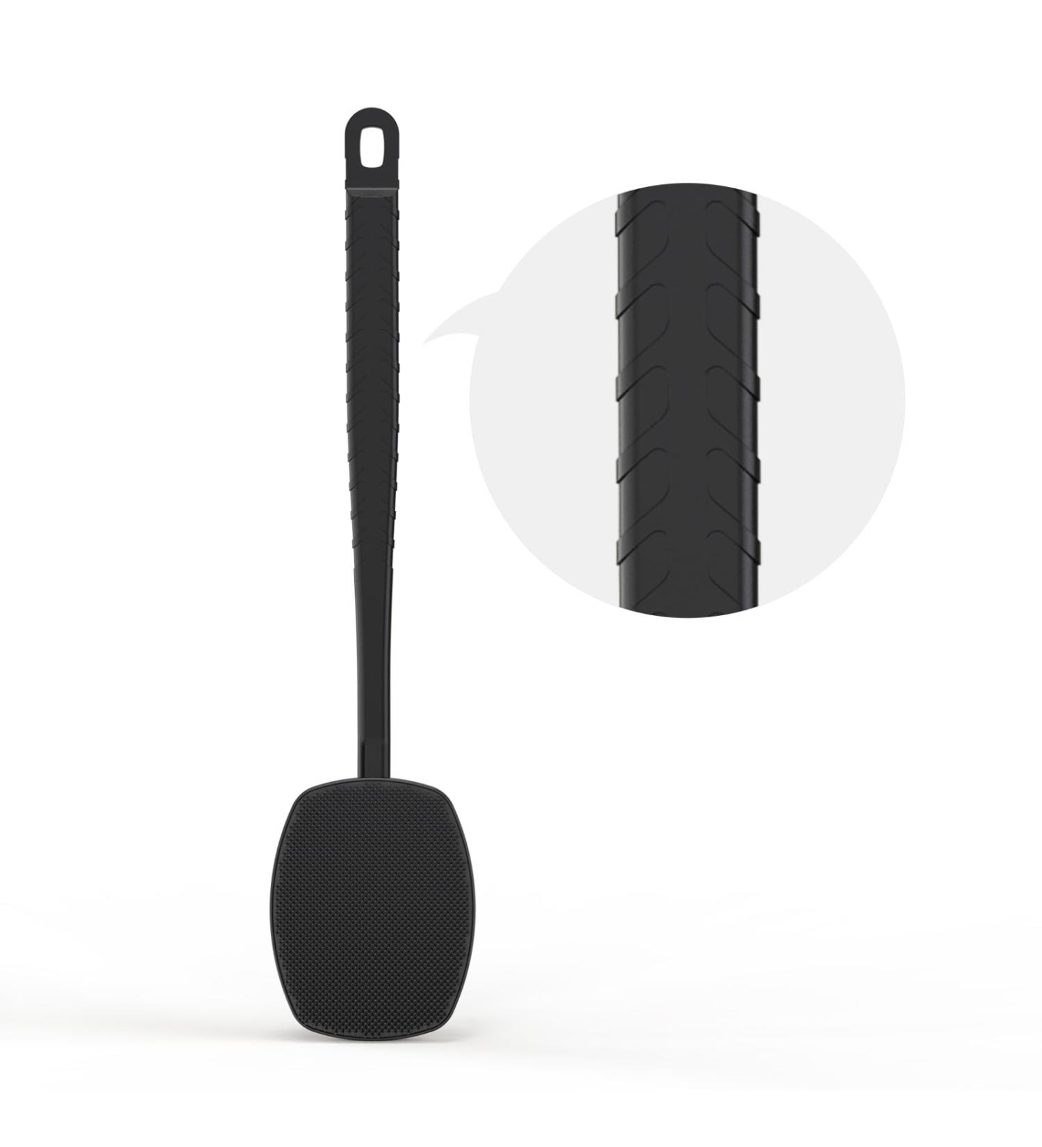 iTokGoK Silicone Back Scrubber - Anti-Slip Long Handle Shower Exfoliator & Massage Brush for Sensitive Skin - Durable & Unisex (Black - Buy Online on GoSupps.com