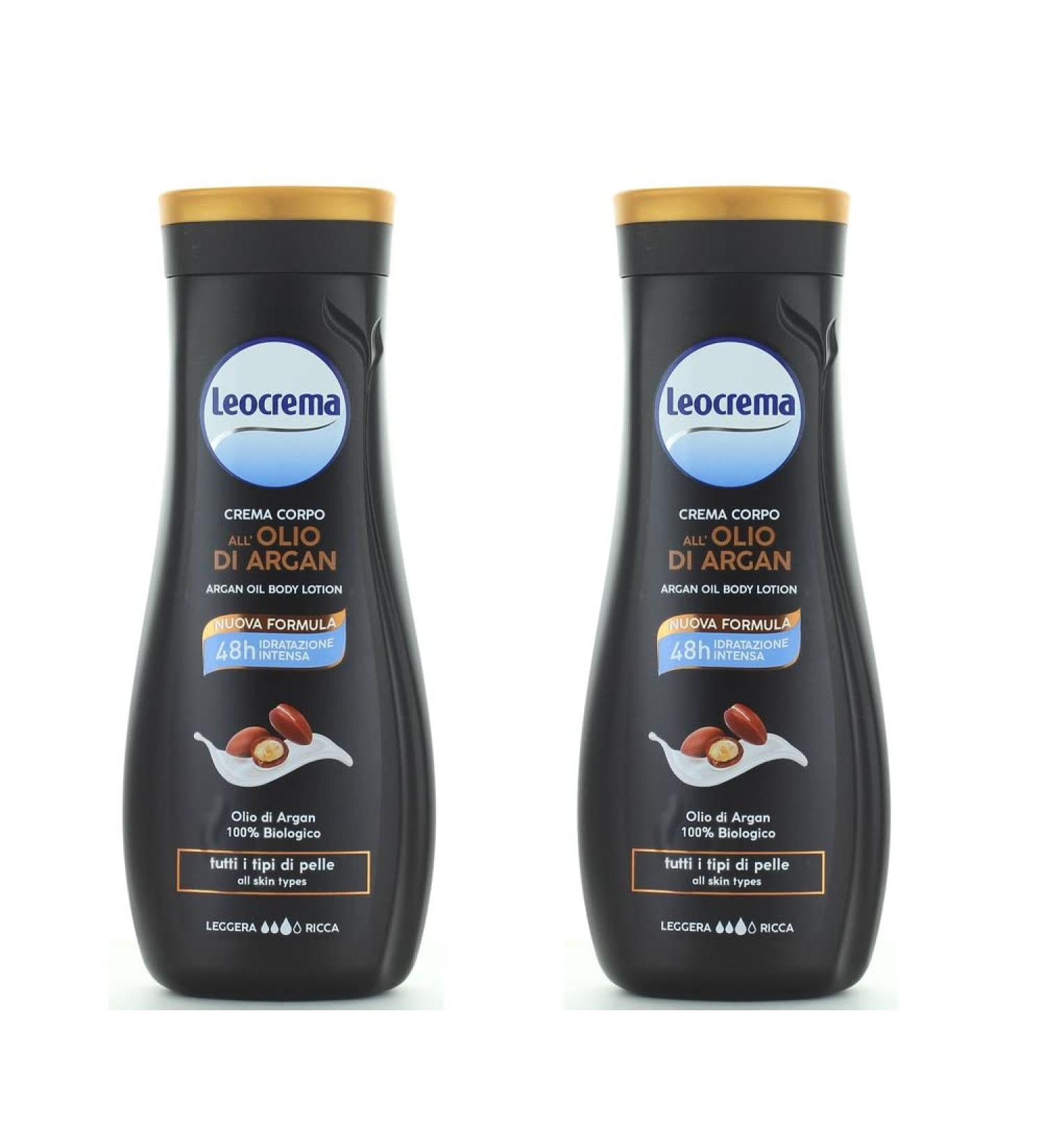 LEOCREMA Pack 2 stuks Body Cream Fluid Arganolie 400 ml Fair
