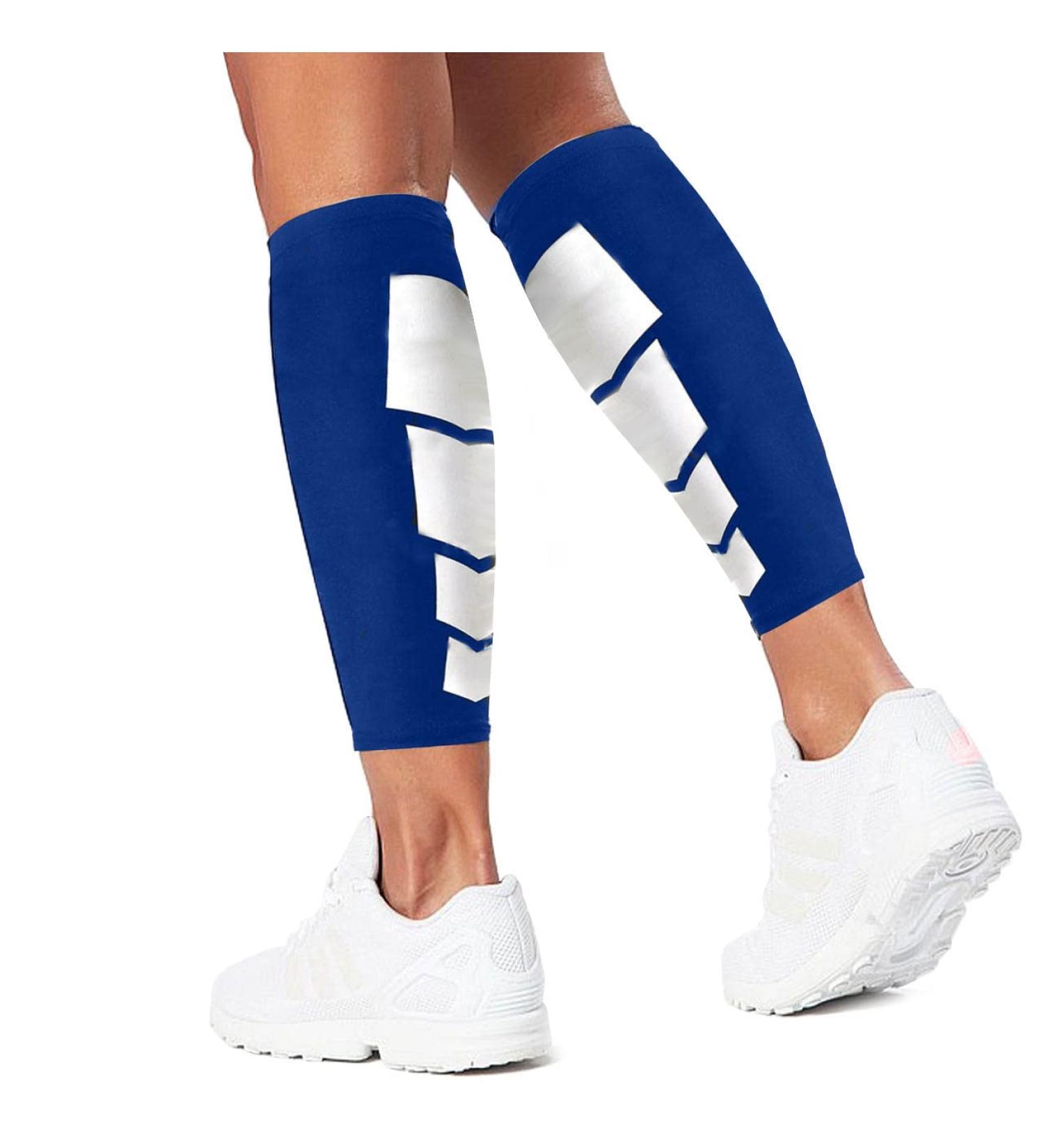 Gemx Calf Compression Sleeve for Men & Women - 1 Pair, Breathable Neoprene Fabric Shin Support, Ideal for Running, Cycling & Hiking - Size L (Blue) - Buy Online on GoSupps.com