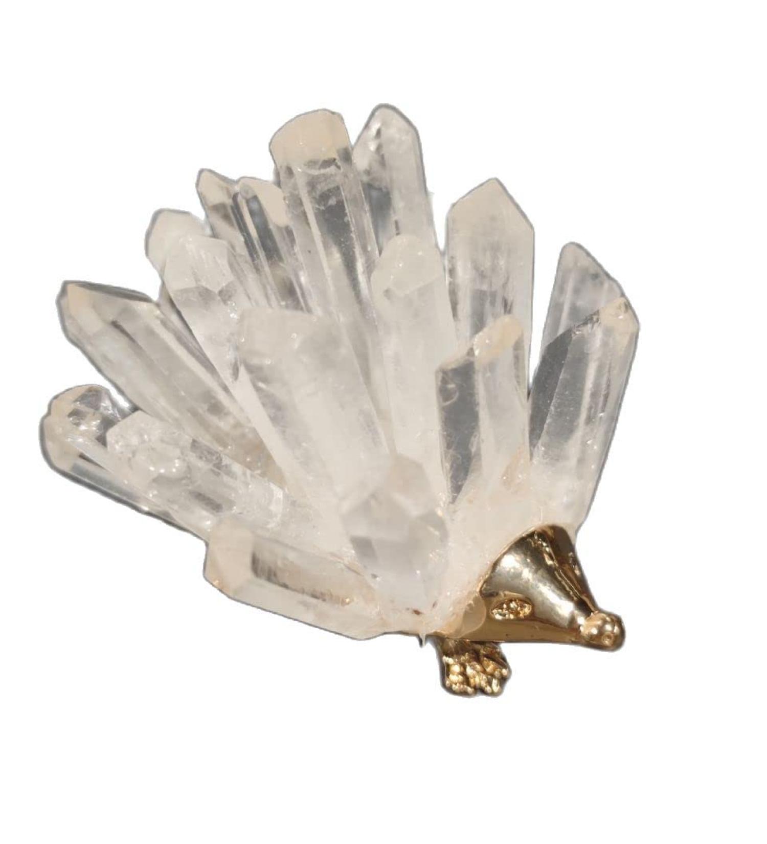 1PCS Natural Stones Hedgehog Crystal Quartz White Quartz Geode Cluster Raw Home Decor - Buy Online on GoSupps.com
