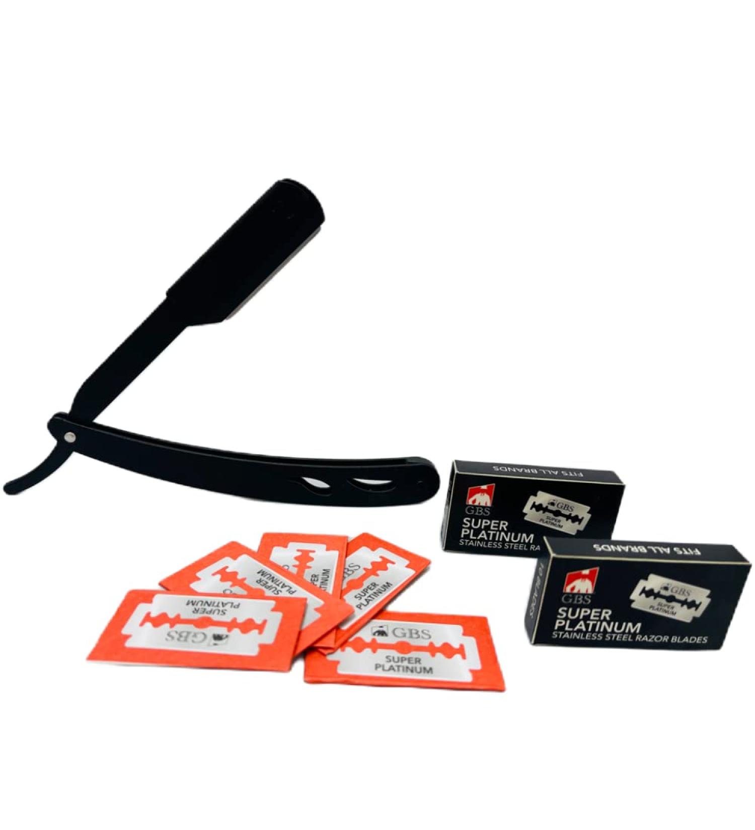 G.B.S Men s Professional Straight Edge Barber Shaving Razor - 20 Blades - Black | International Shipping Available - Buy Online on GoSupps.com