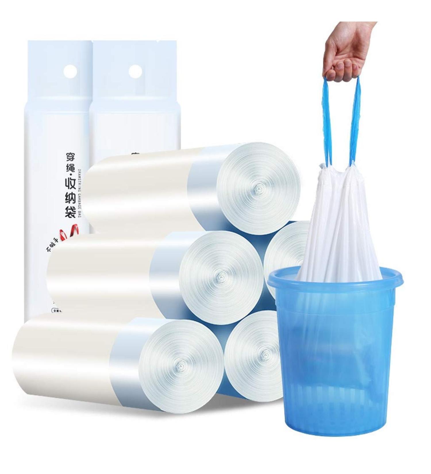 White Drawstring Trash Bags 100% Prime Material 17.7 x 19.7 inch 6 Roll(150 PCS) for Kitchen Bathroom Office Home - Buy Online on GoSupps.com