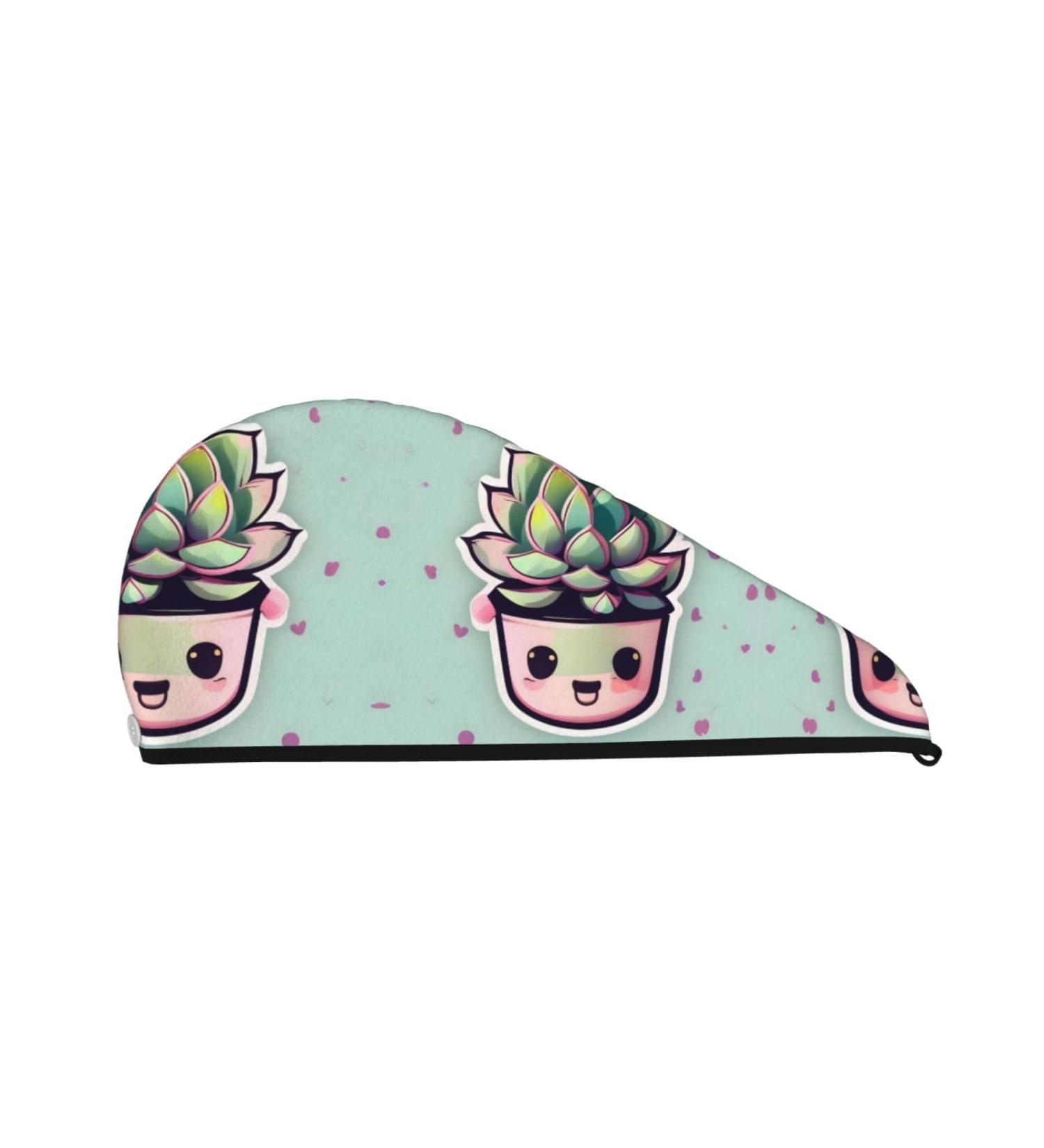 Smiling Succulents Quick Dry Hair Cap for Women - Super Absorbent Elastic Wrap for Long Thick Hair - Buy Online on GoSupps.com