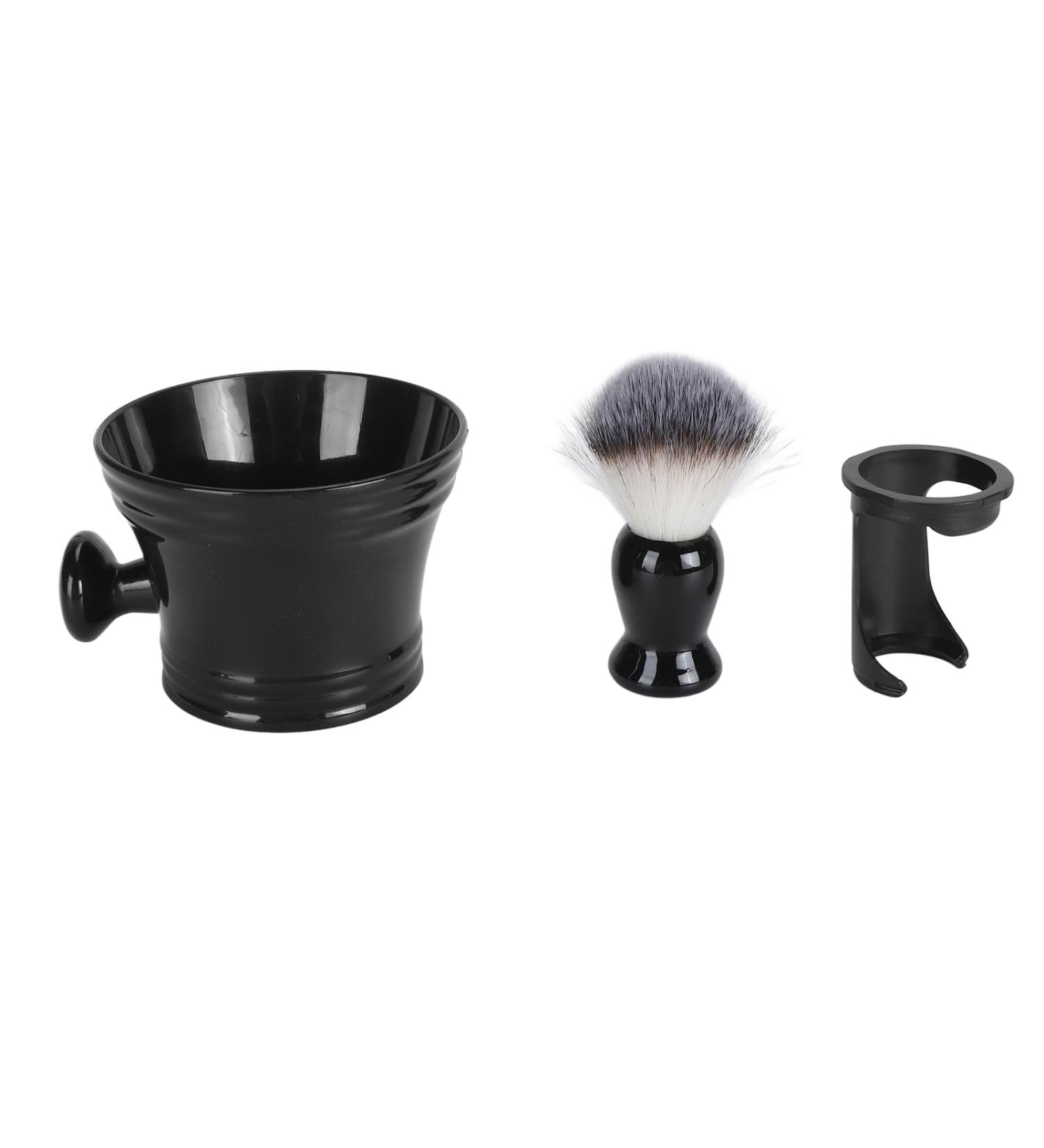 Hushui 3-in-1 Beard Foam Brush with Stand Bowl | Soft Nylon Fast Drying & Hair Residue Removal | Ideal Grooming Tool for Men - Buy Online on GoSupps.com