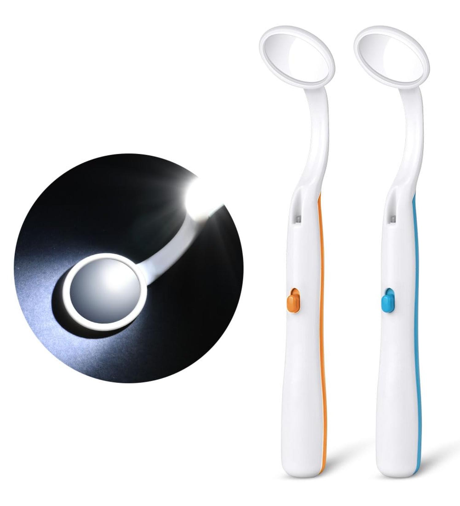 Acwoo Dental Mirrors with LED Light - 2-Piece Anti-Fog Oral Inspection Set | Blue & Orange - Buy Online on GoSupps.com