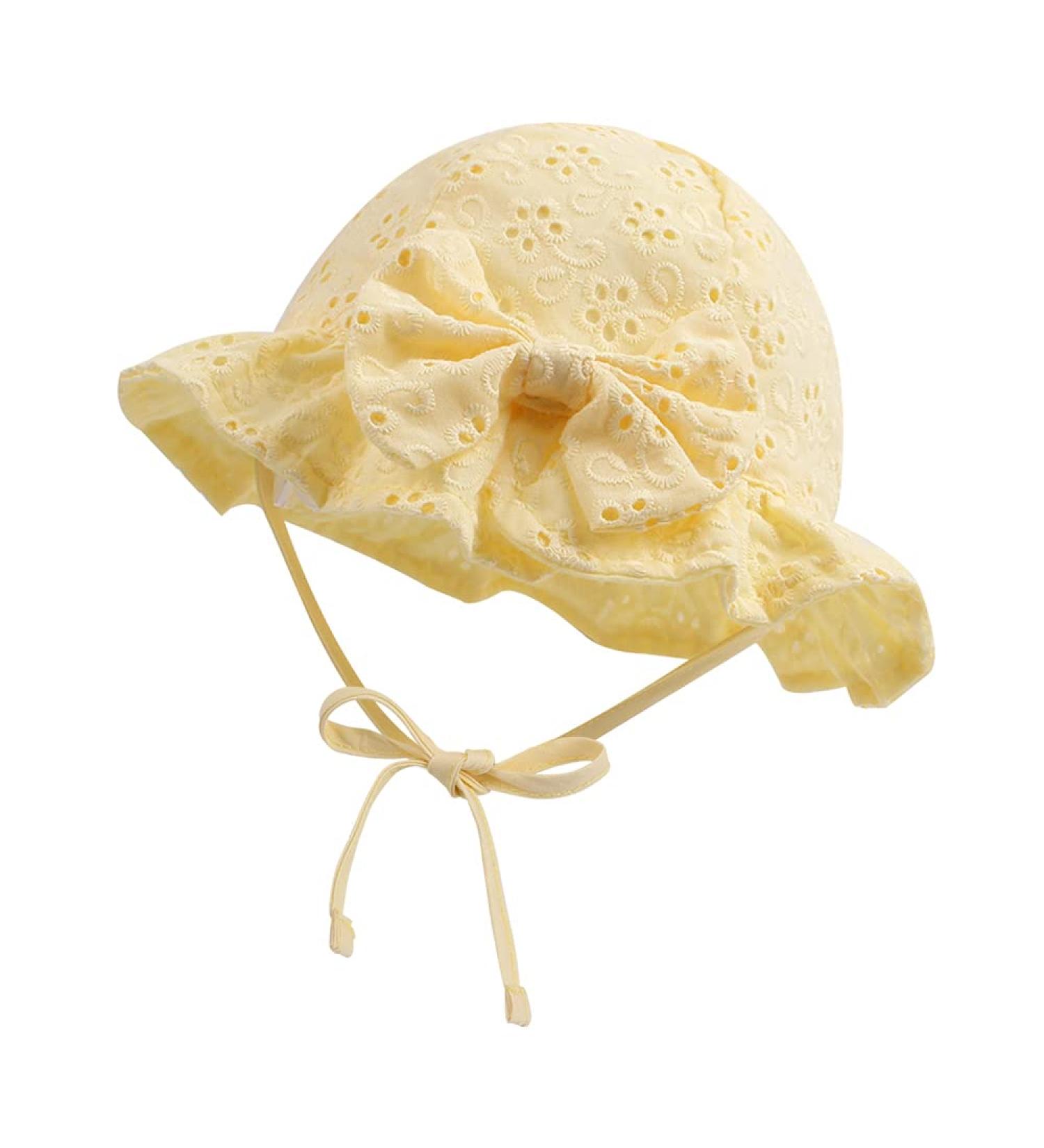 XIAOHAWANG Baby Girl Sun Hat - Embroidered Flowers Toddler Bucket Hat for Infant Girls 6-12 Months | Yellow Summer Cap - Buy Online on GoSupps.com