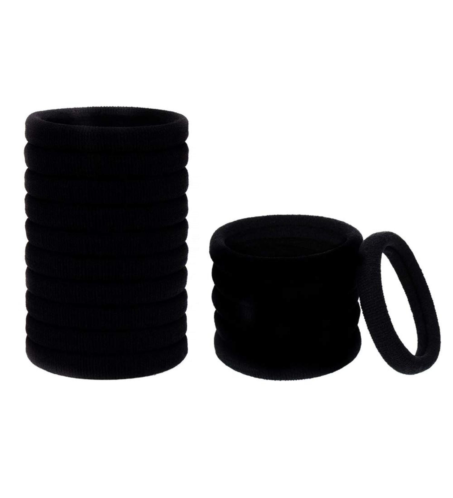 24 Large Cotton Stretch Hair Ties - Black Ponytail Holders for Curly & Thick Hair | Durable & Soft Hair Bands - Buy Online on GoSupps.com