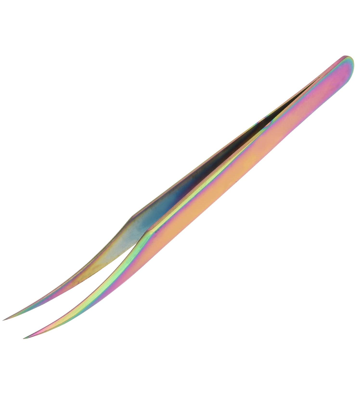 Bettomshin 125mm Colorful Professional Stainless Steel Precision Tweezers Dolphin-shaped Tip Tweezers for lash Extensions Round package 1Pcs