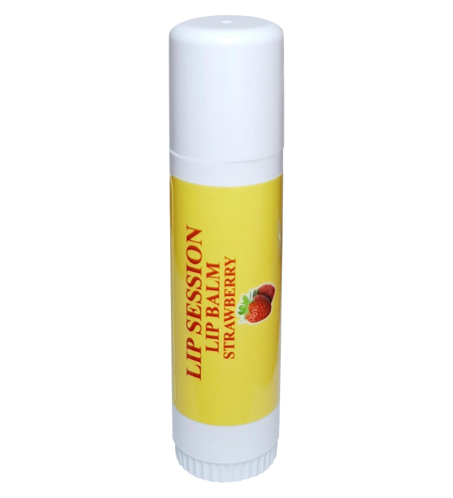 Lip Session Lip Balm Strawberry Flavor Big Stick 0.5 Oz. - With Vitamin E & Cocoa Butter - Moisturizes & Soothes Dry Cracked or Chapped Lips