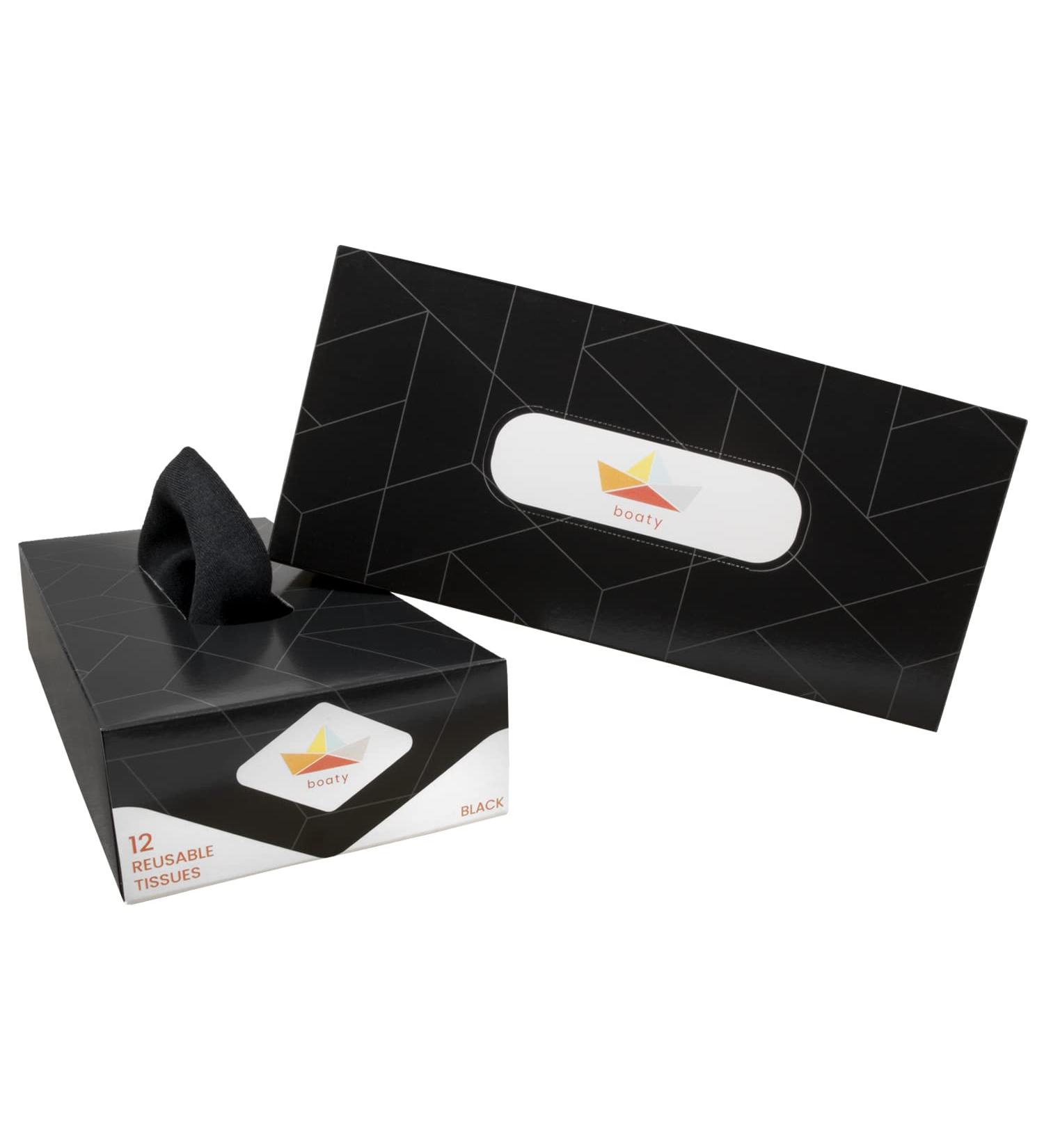 Boaty Reusable Tissue Box Washable Sustainable and Eco-Friendly Tissue Cloth Handkerchief for Home Ultra-Soft and Absorbent Cotton Bamboo Facial Tissue (12 Black) - Buy Online on GoSupps.com