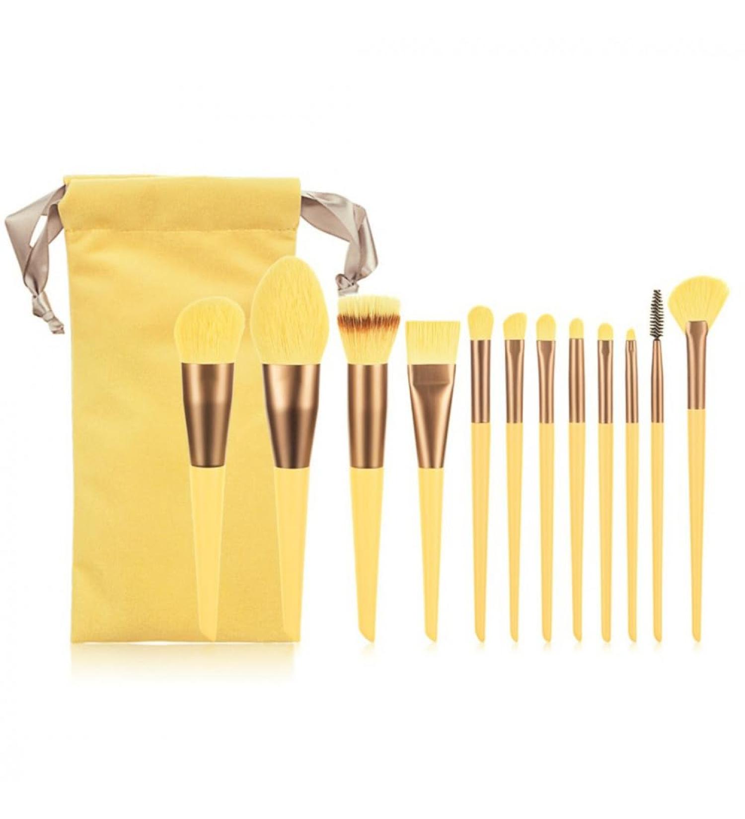 13 Piece Makeup Brush Set Yellow - Buy Online on GoSupps.com