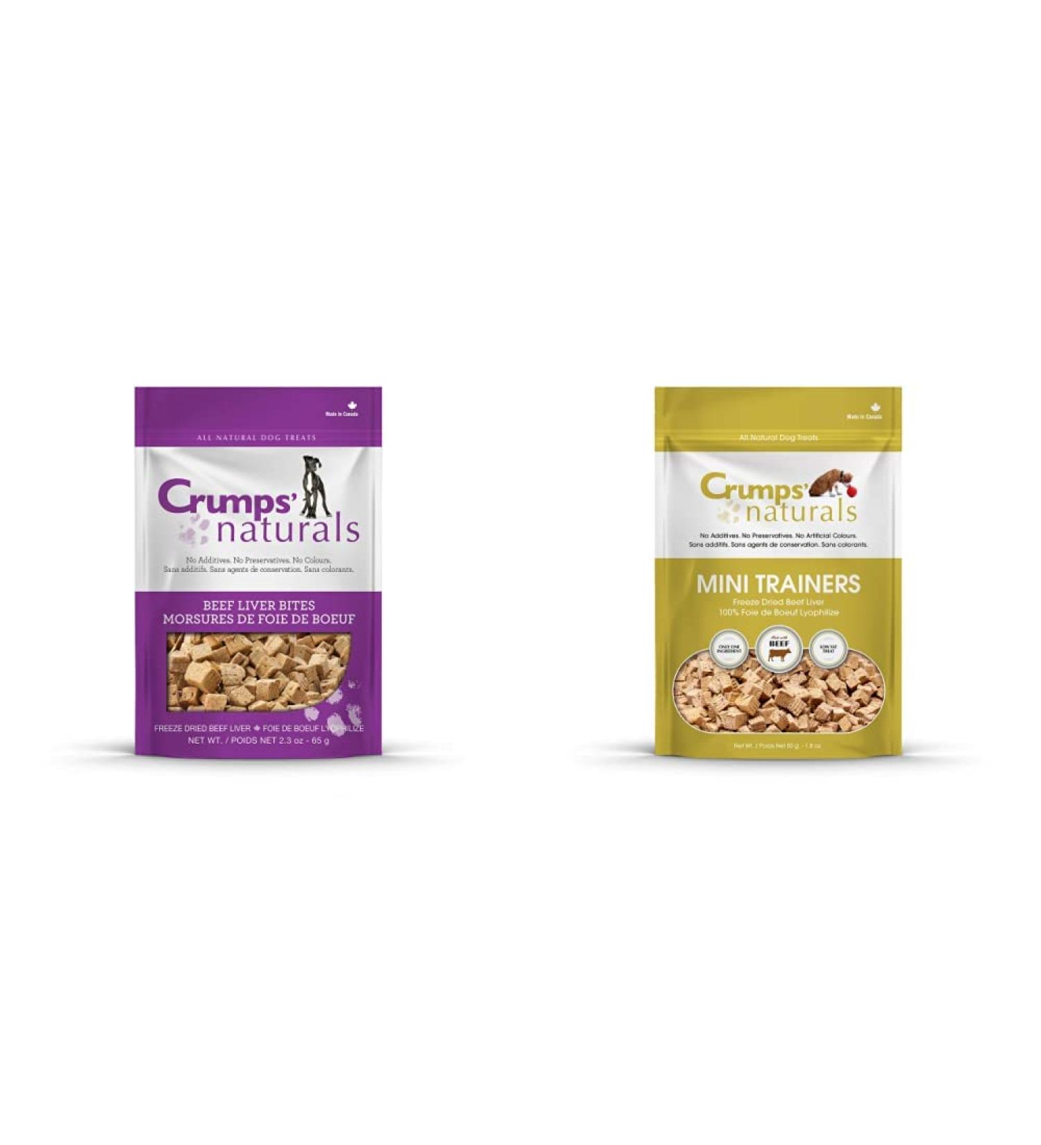 Crumps' Naturals Beef Liver Bites and Mini Trainers Freeze Dried Beef Liver Bundle