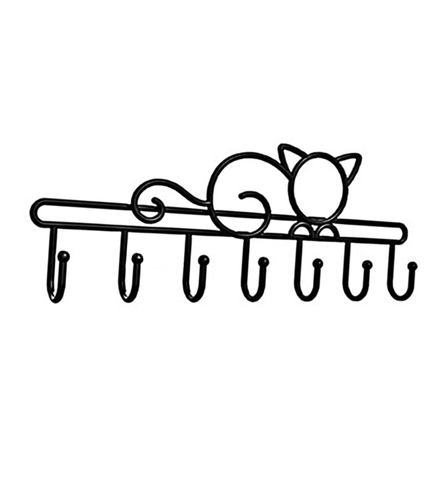 Alipis 7 Kitten Wall Hanging Wall Mounted Towel Holder Towel Hook Coat Hook Over Coat Racks Hook Rack Rural 46X14.5CM Black - Buy Online on GoSupps.com