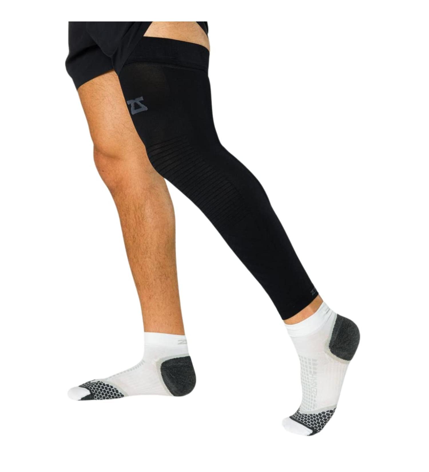 Zensah Full Leg Compression Sleeve for Men & Women - Medium Black - Ideal for Running, Basketball, Football - Thigh, Knee, Calf Support - Buy Online on GoSupps.com