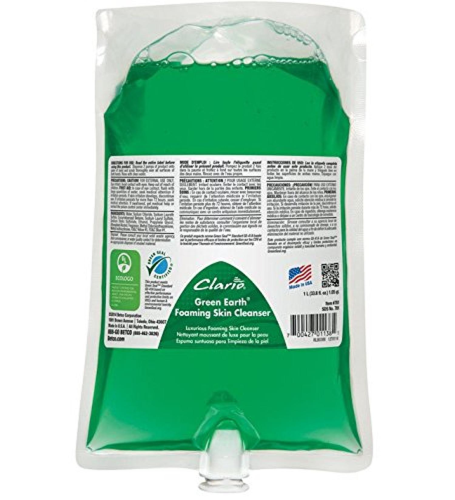 Betco Clario Green Earth Foaming Skin Cleanser 78129-00 6-1000 mL Bag