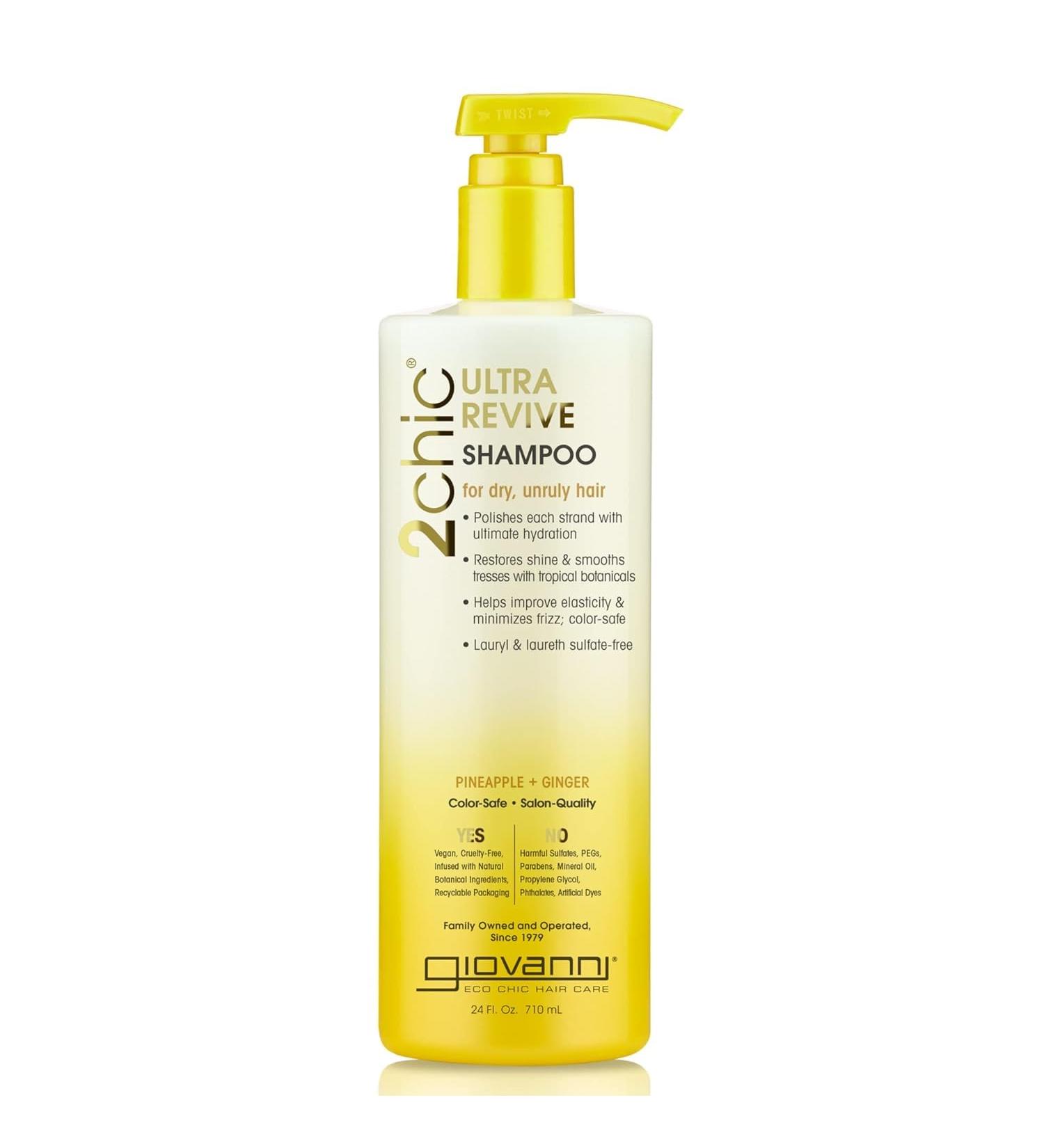 GIOVANNI 2chic Ultra-Revive Shampoo - Moisturizing Pineapple & Ginger for Dry Hair - Sulfate Free Paraben Free Color Safe - 24 oz International Shipping - Buy Online on GoSupps.com