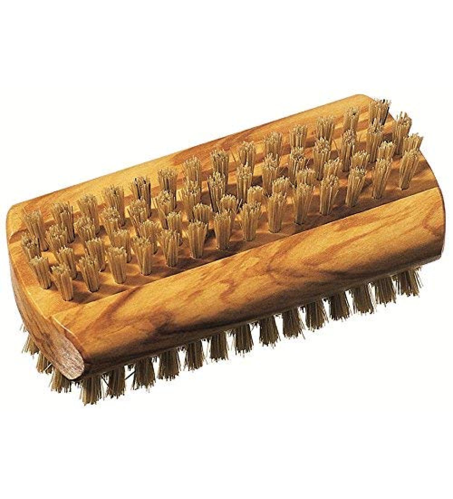 Hand and nail brush- Classic form- made of high-quality olive wood 4/6 rows of light natural bristles ideal as a hand washing brush cleaning brush pedicure fingernails size approx. 94x47mm