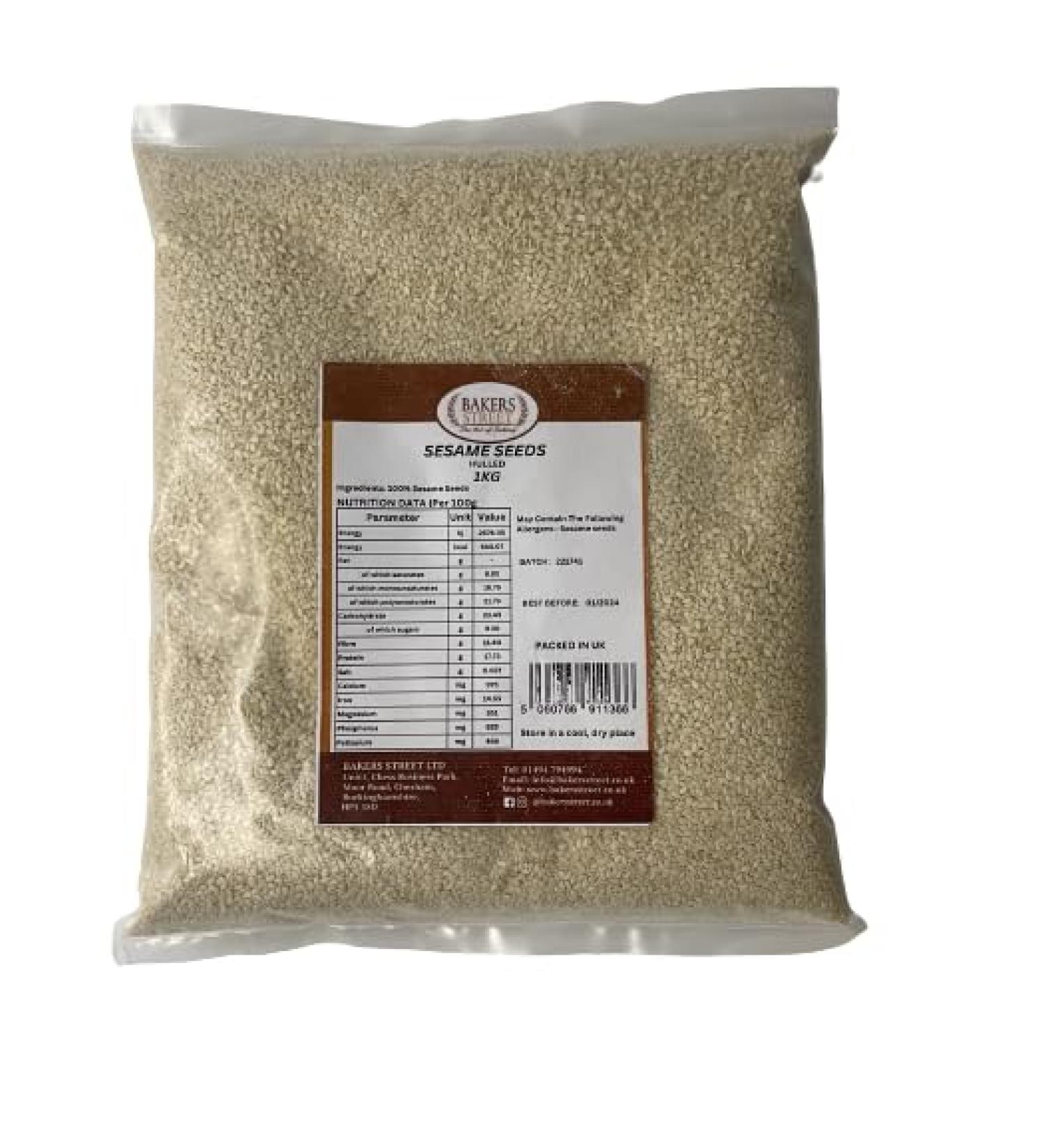 Bakers Street | Sesame Seeds Hulled 5X1Kg ( 5Kg )Raw | GMO Free | Vegetarian & Vegan | Halal Certified - Buy Online on GoSupps.com