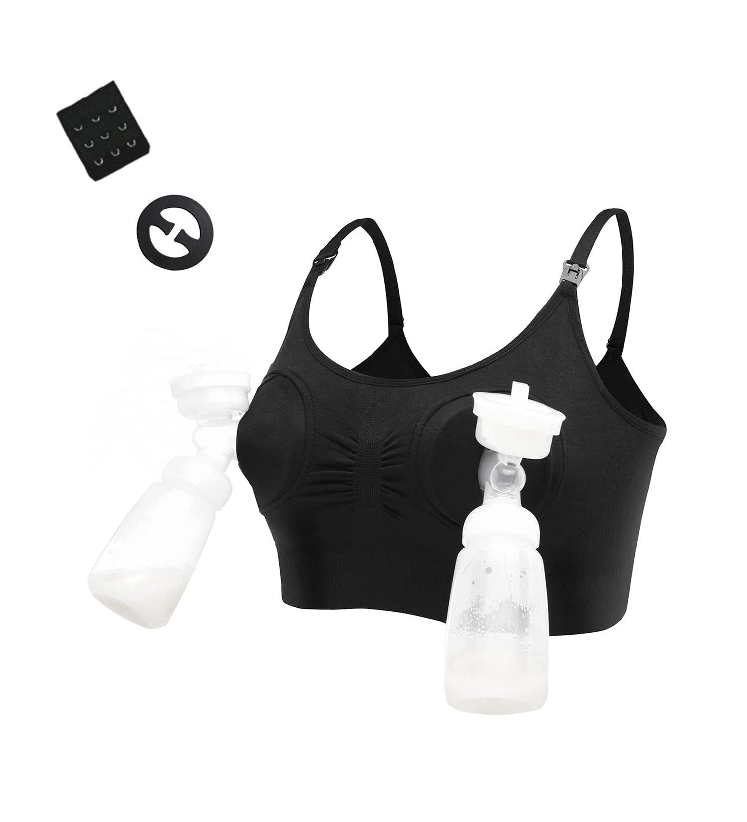 LEAPOVER Women's Hands-Free Breast Pump Nursing Bra - Adjustable Maternity Feeding Bra (Black, Size L) - Buy Online on GoSupps.com