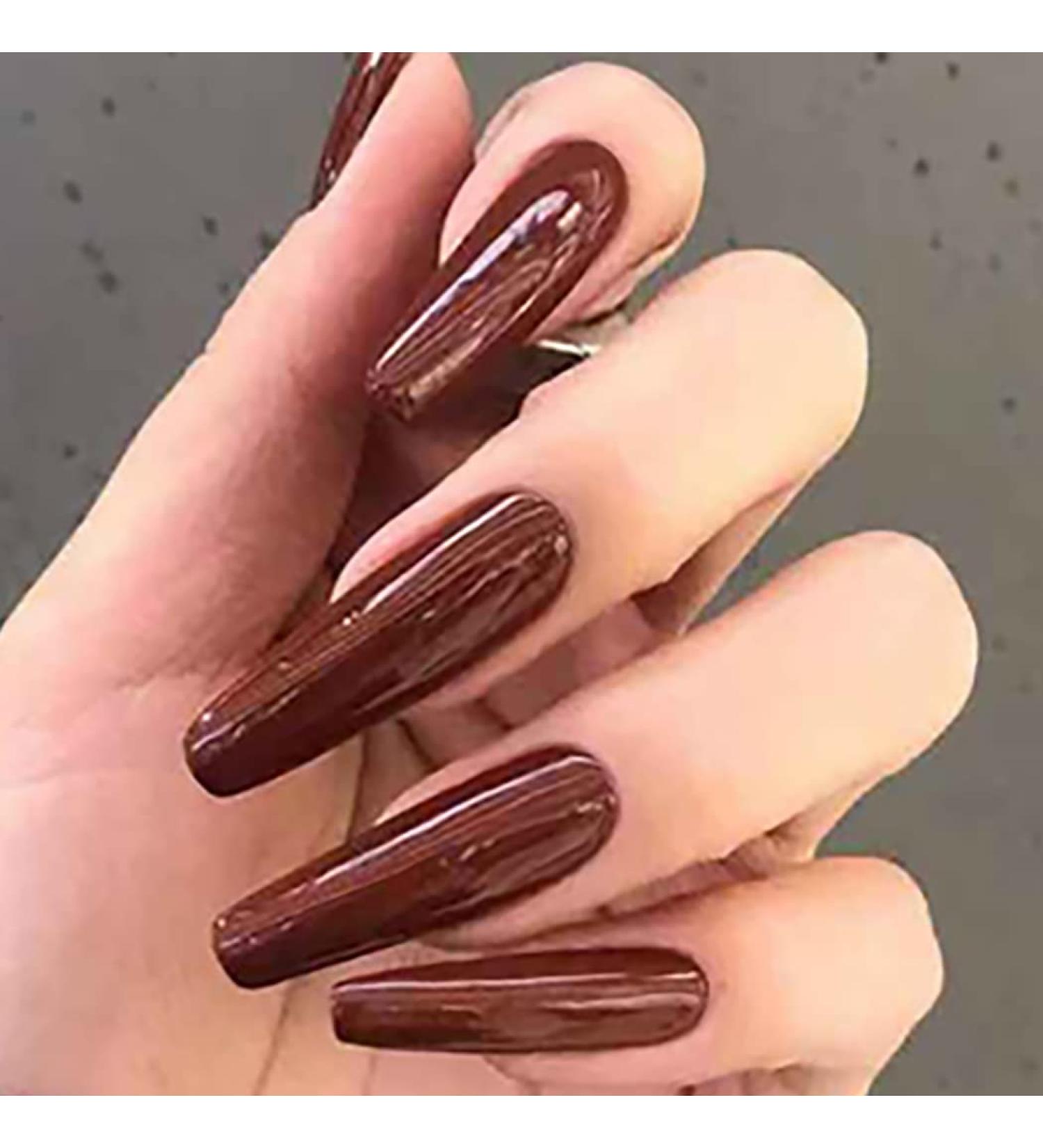 Coffin False Nails Press on Nails French Long Fake Nails Ballerina Acrylic Stick on Nails 24pcs for Women and Girls (Color : Pink Size : I) - Buy Online on GoSupps.com