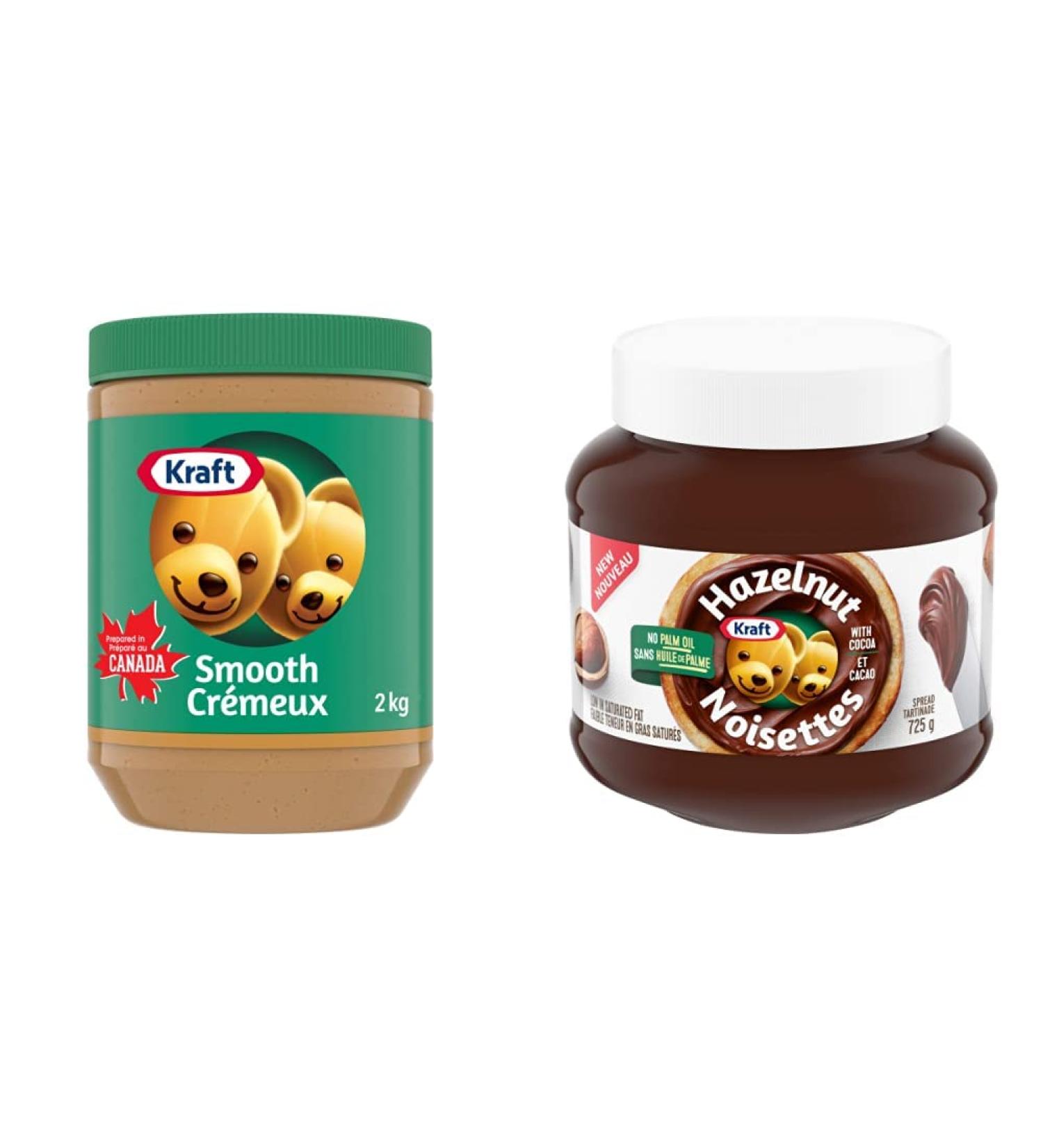Kraft Smooth Peanut Butter 2kg & Kraft Hazelnut Spread with Cocoa 725g - Buy Online on GoSupps.com