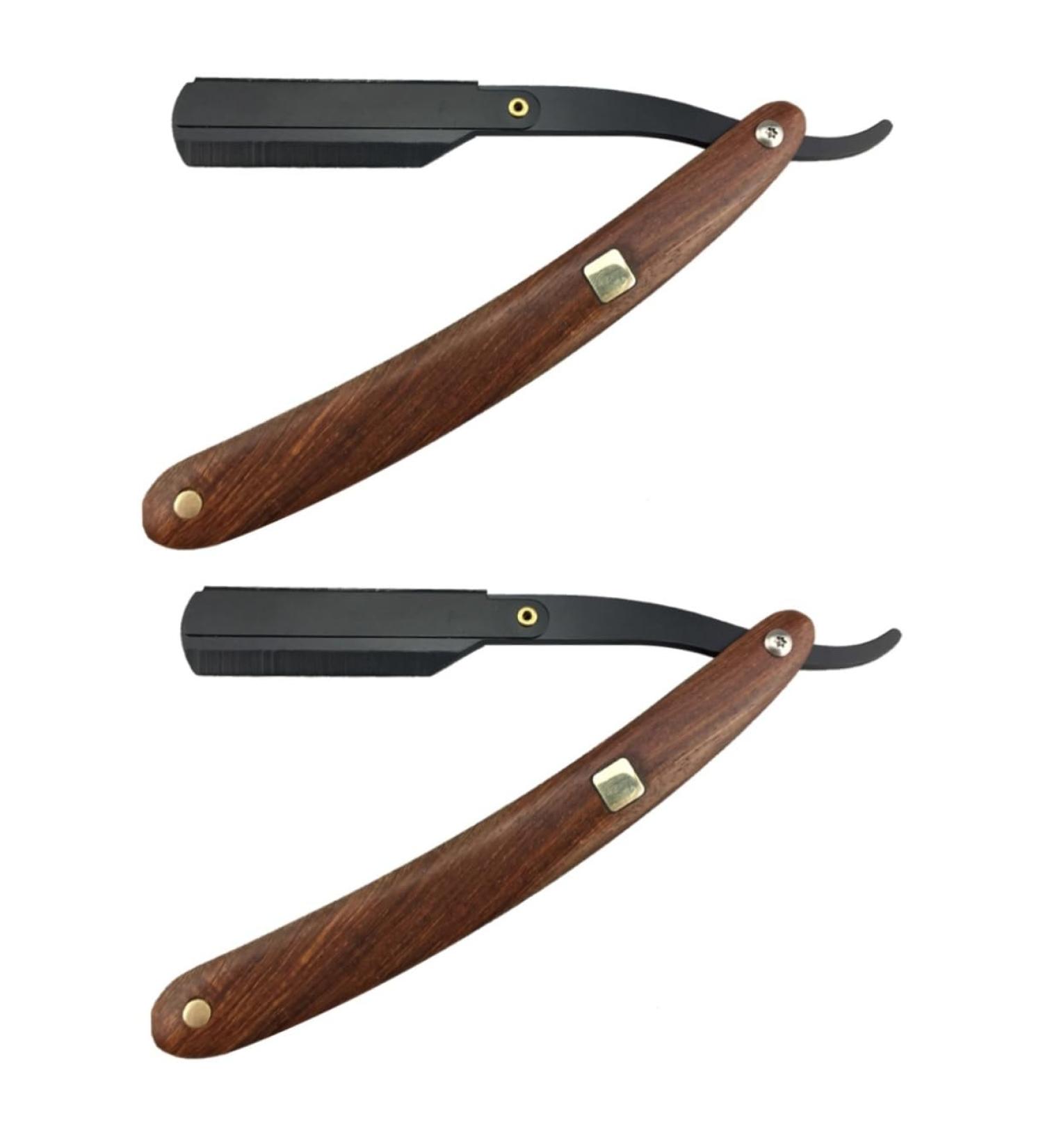 Minkissy 2-Pack Collapsible Straight Razor - Vintage Bamboo Hair Cutter for Men | Safe Manual Shaving Tool - Buy Online on GoSupps.com