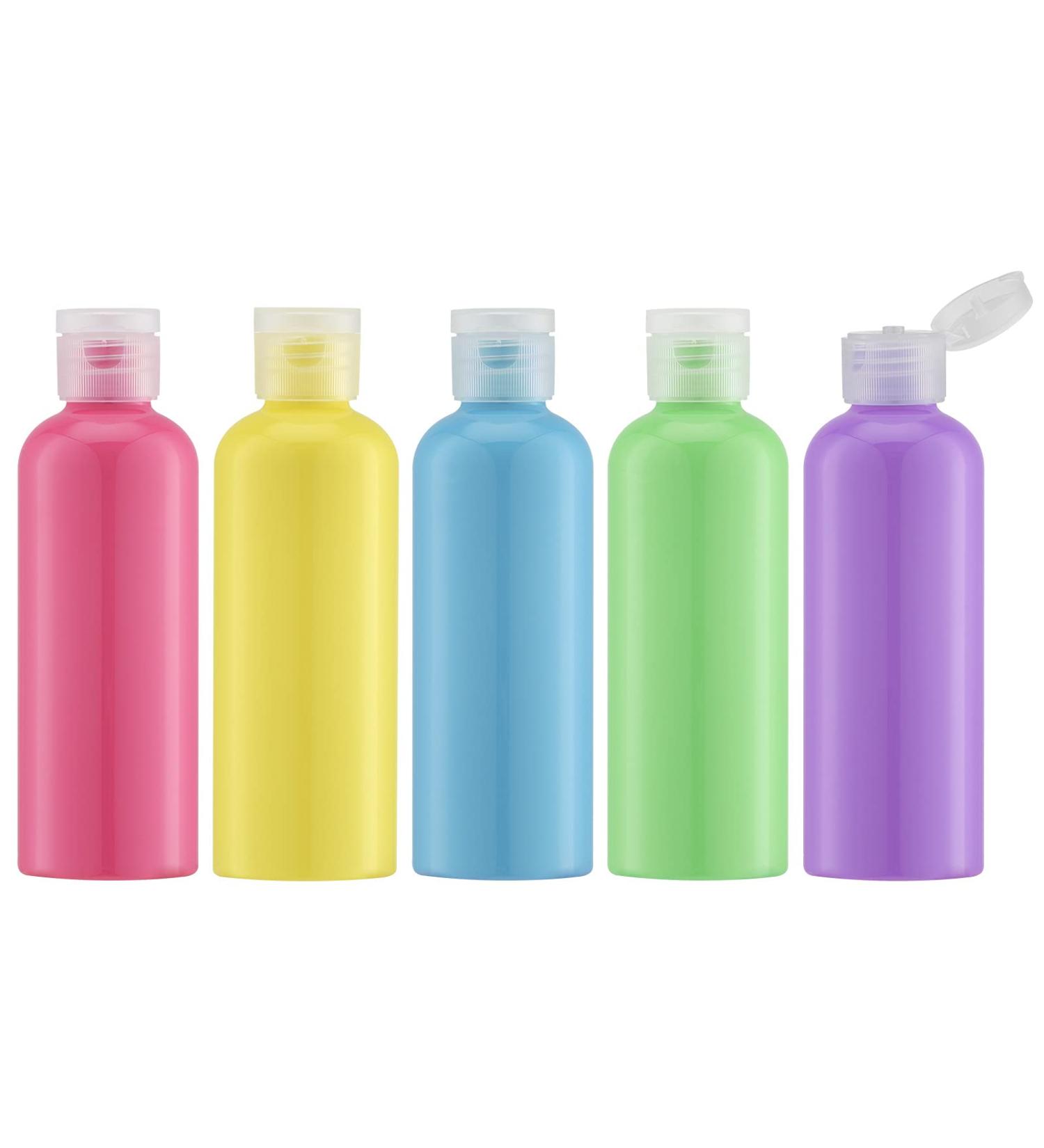 TOUREAL 100ML Travel Bottle Set (5 pcs) - Empty Cosmetic Filling Bottles with Funnel - Multi-Colored Flip Cap Donor Containers for International Shipping - Buy Online on GoSupps.com