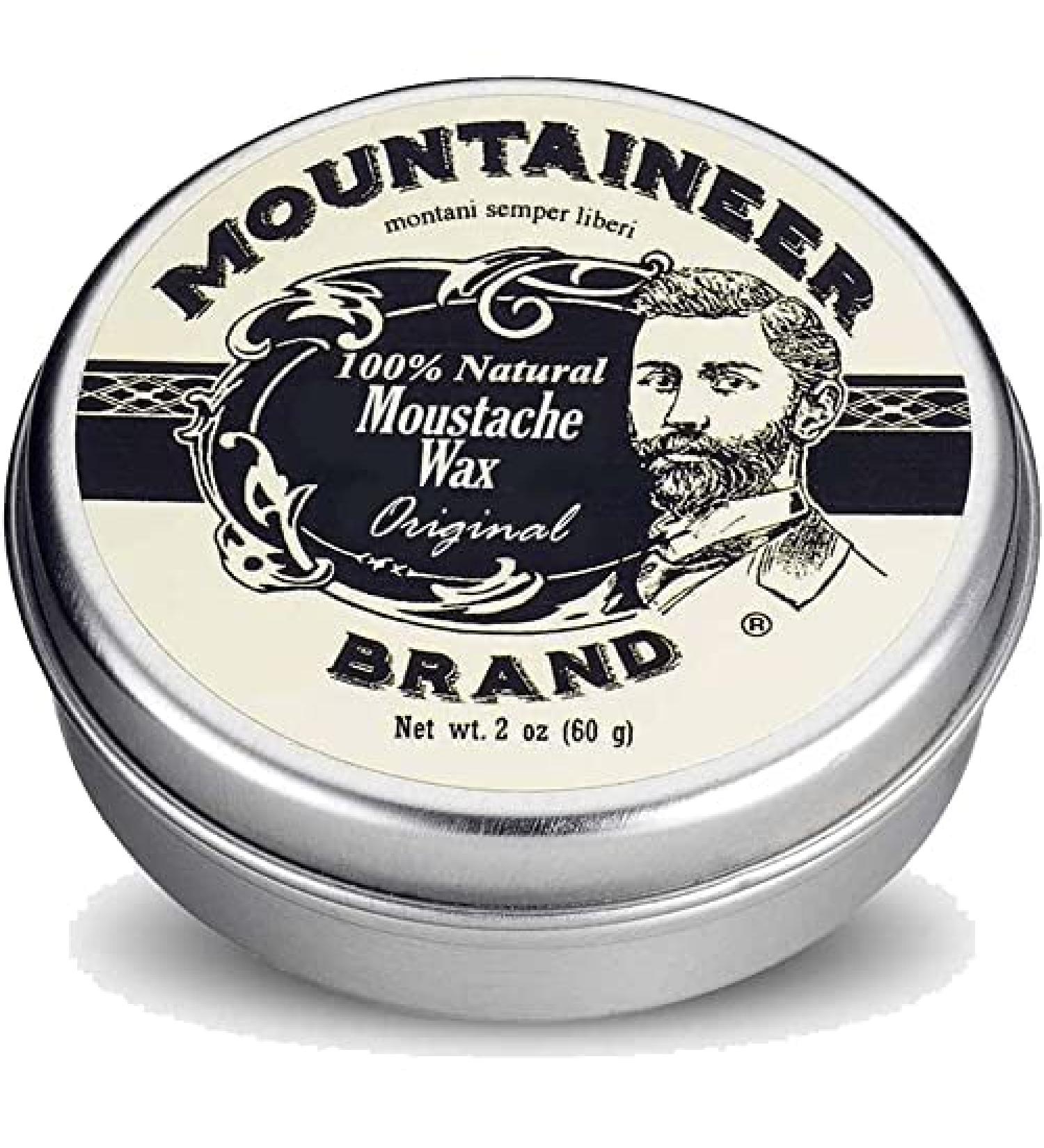 Mountaineer Brand Mustache Wax for Men | 100% Natural Beeswax / Plant Based Oils | Grooming Beard Moustache Wax Tin | Lasting Hold | Smooth, Condition, Styling Balm | Original Blend Scent 2oz Cedar Fir