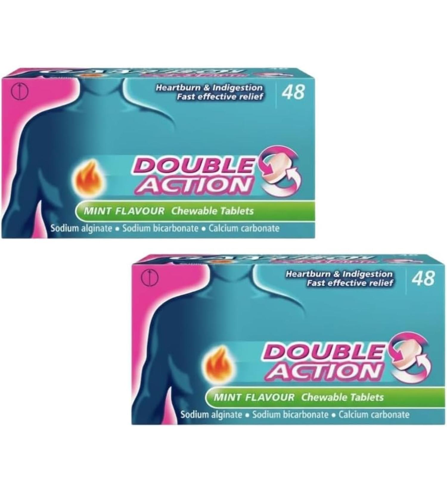 GAV Double Action Mint Chewable Tablets 48 Count - 2 Pack (Total 96 Tablet)