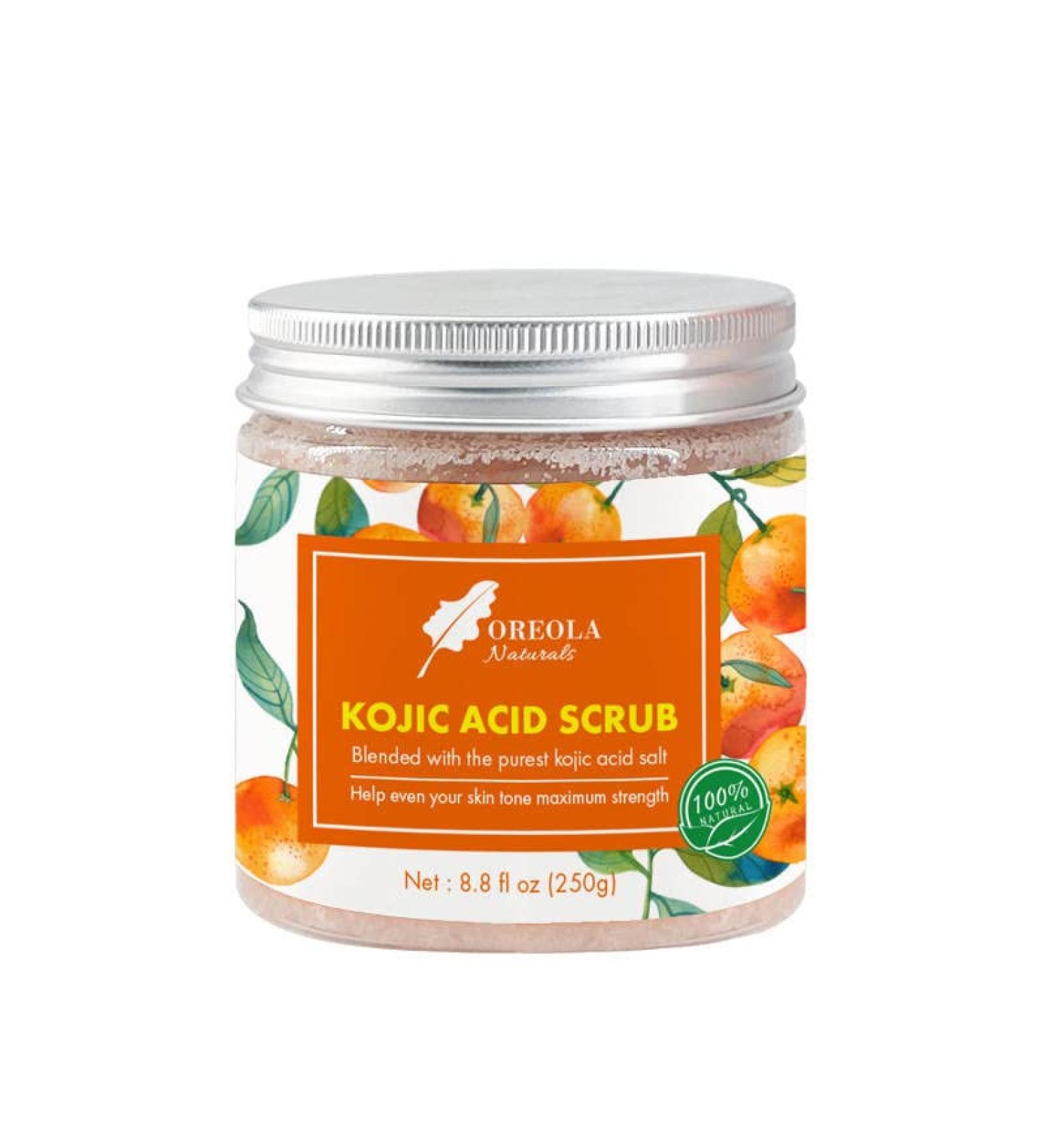 Kojic acid Scrub For Face and Body 8.8oz/ 250ml Purifying Exfoliating and Moisturizing Body Scrub by Oreola Naturals. - Buy Online on GoSupps.com