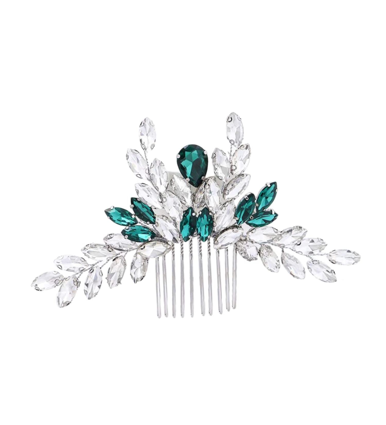 SKISUNO Bridal Comb Hair Side Comb Bride Rhinestone Hair Comb Bridal Hair Accessories Wedding Hair Comb Bride Hair Comb Green Hair Accessories Hair Insert Comb - Buy Online on GoSupps.com