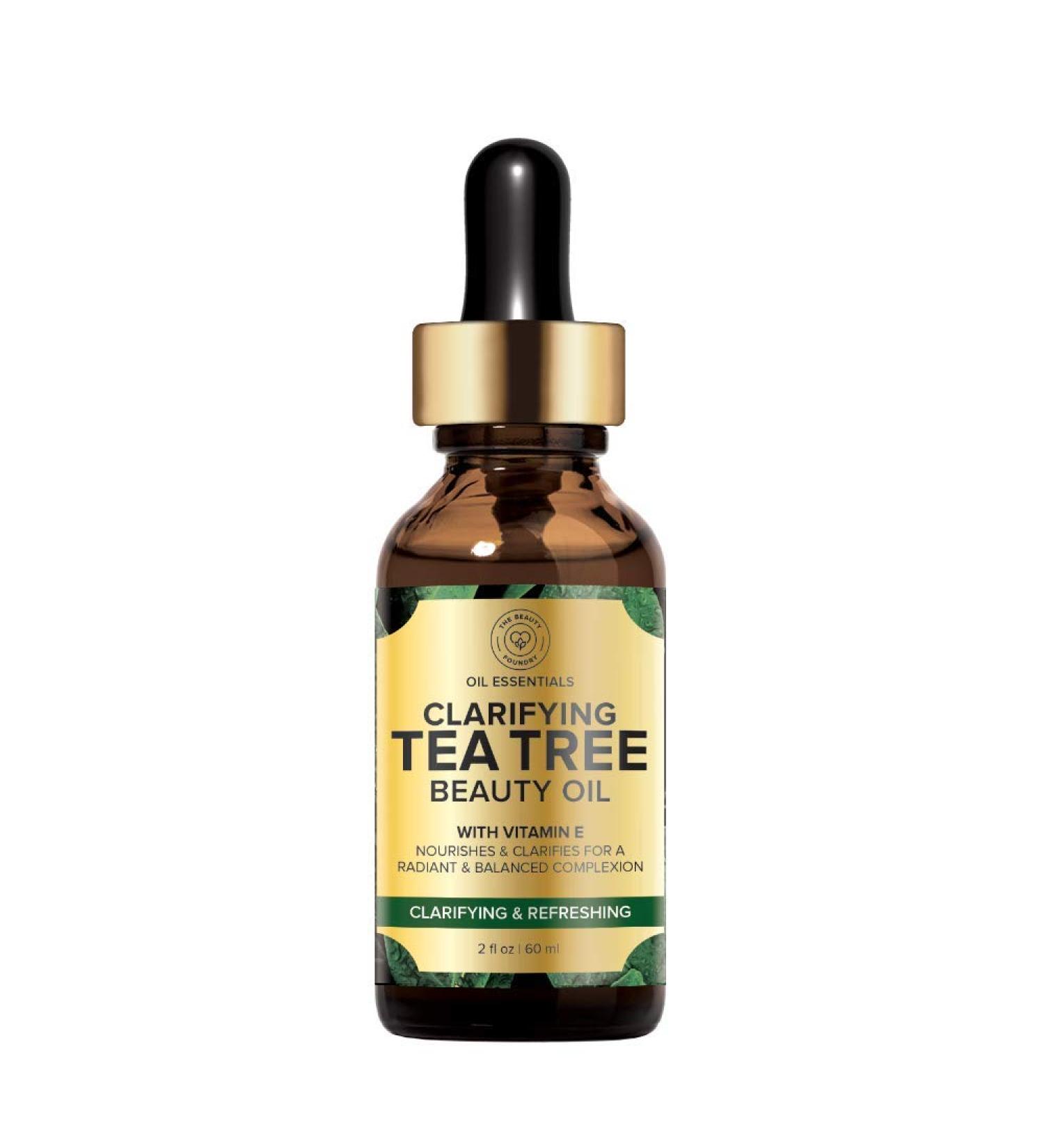 Clarifying Tea Tree Facial Oil Targets Acne and Uneven Skin Tone Antioxidant-Rich Beauty Oil 2-fl oz/60ml