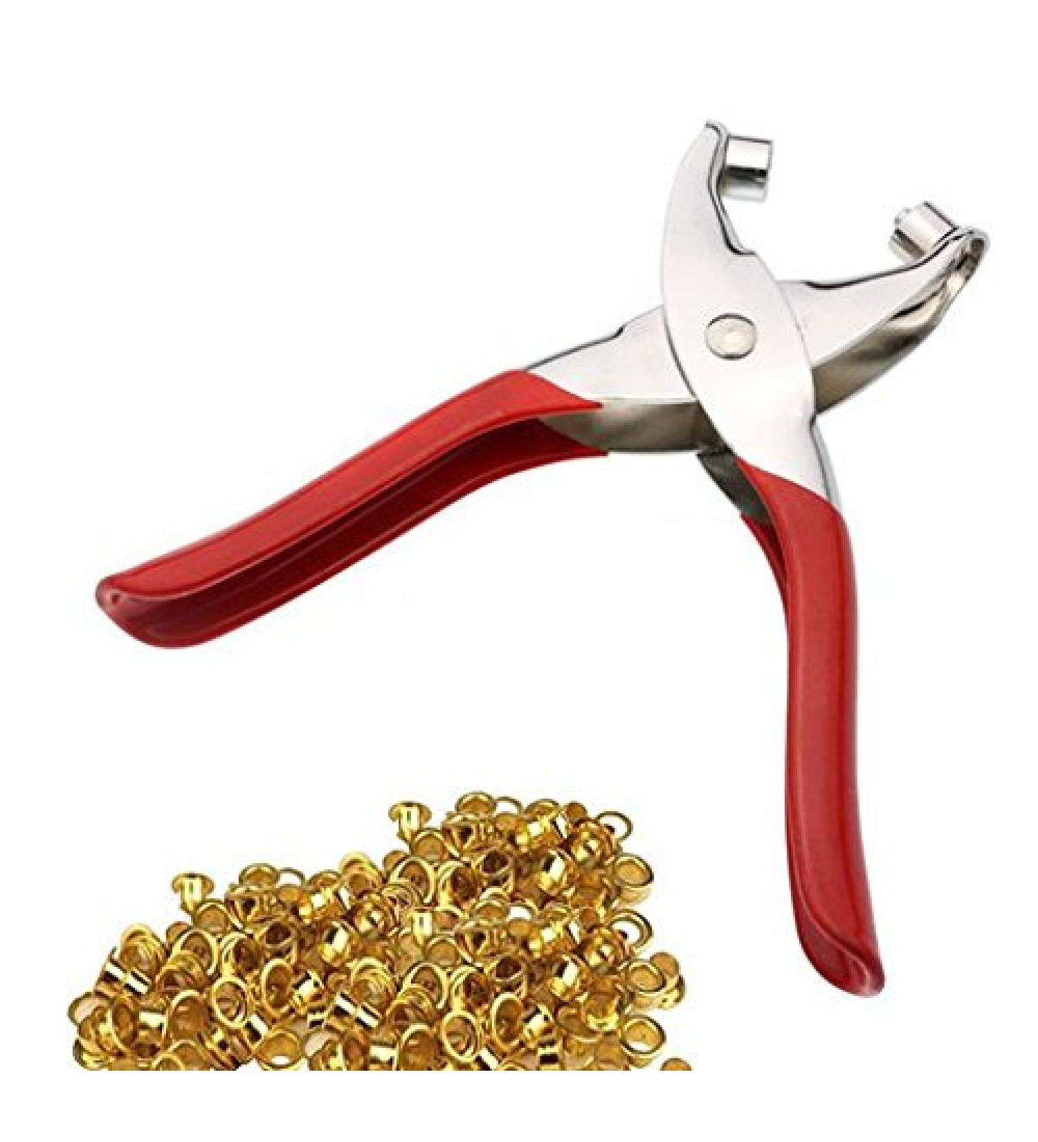 BlueSunshine 100pcs 4mm Brass Eyelets and Setting Pliers Kit for Leather, Canvas, All Fabrics Clothes, Shoes, Belts, Bags, Crafts