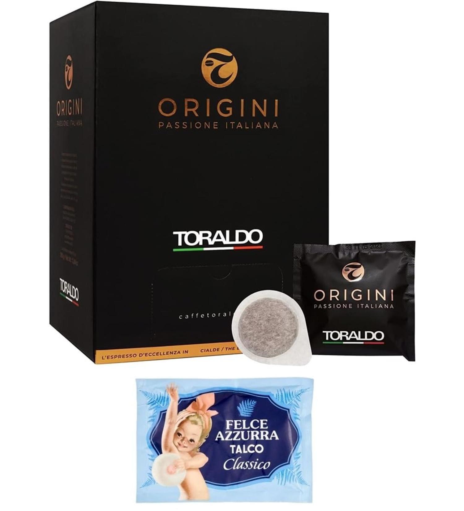  Felce Azzurra Caff Toraldo Miscela Origini ESE 44 Coffee Pods Lot of 50 coffee pods + 1 sachet of Felce Azzurra talc 100 g - Buy Online on GoSupps.com