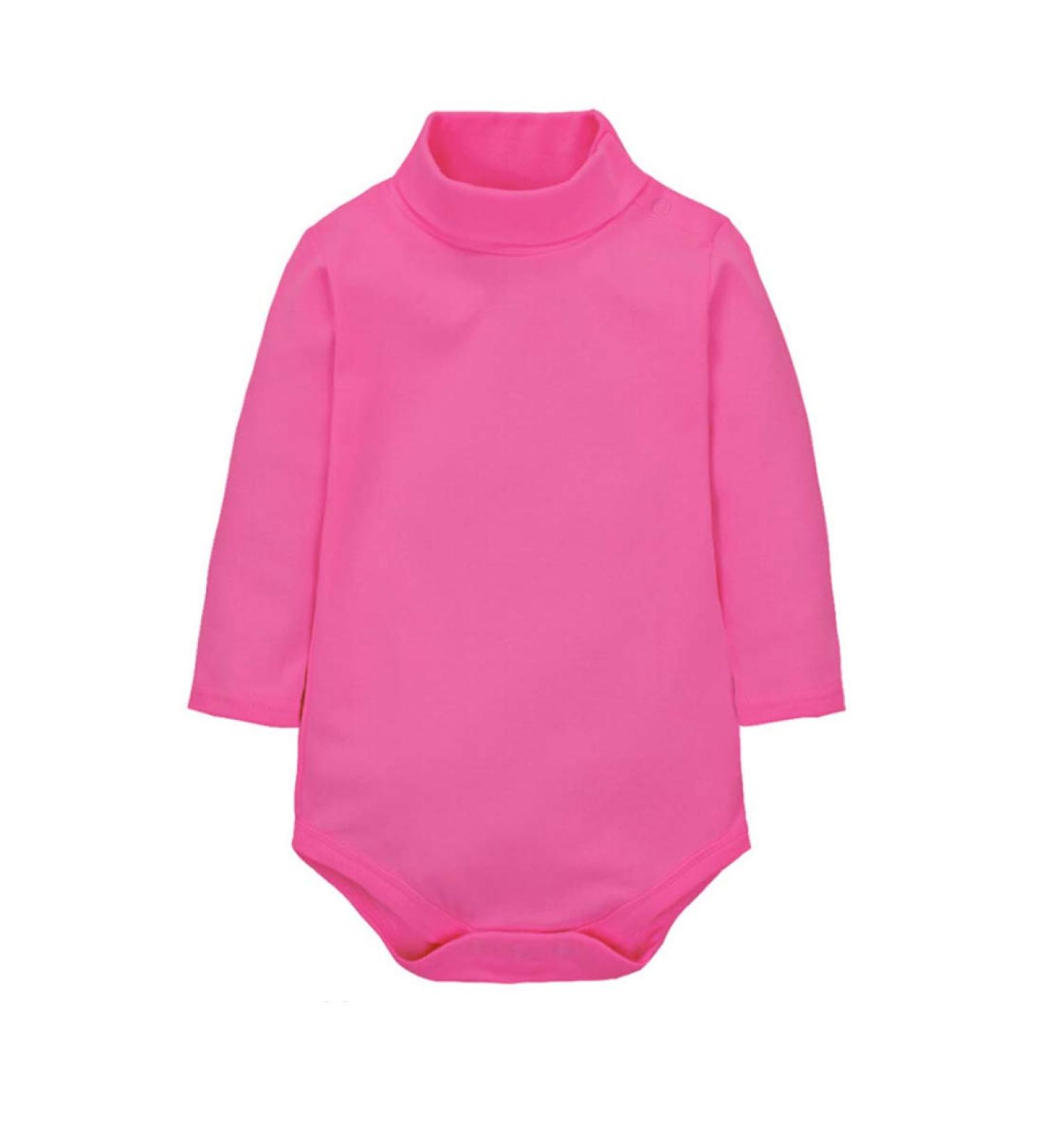 CuteOn Baby Boys Girls Solid Color Basic Turtleneck Cotton Bodysuit Jumpsuit Rose 6 Months 6 Months Rose