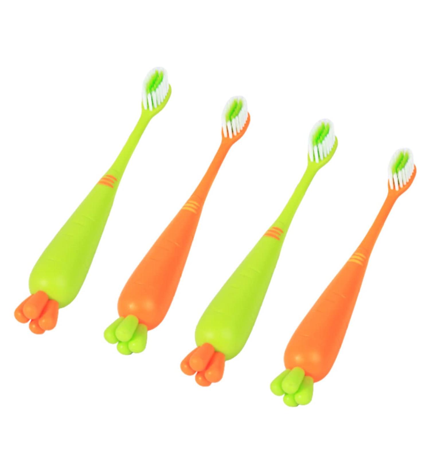 Skisuno 4-Piece Carrot Toothbrush Set | Whole Mouth Dental Care for Kids | Brightening & Thorough Cleaning Oral Care - Buy Online on GoSupps.com