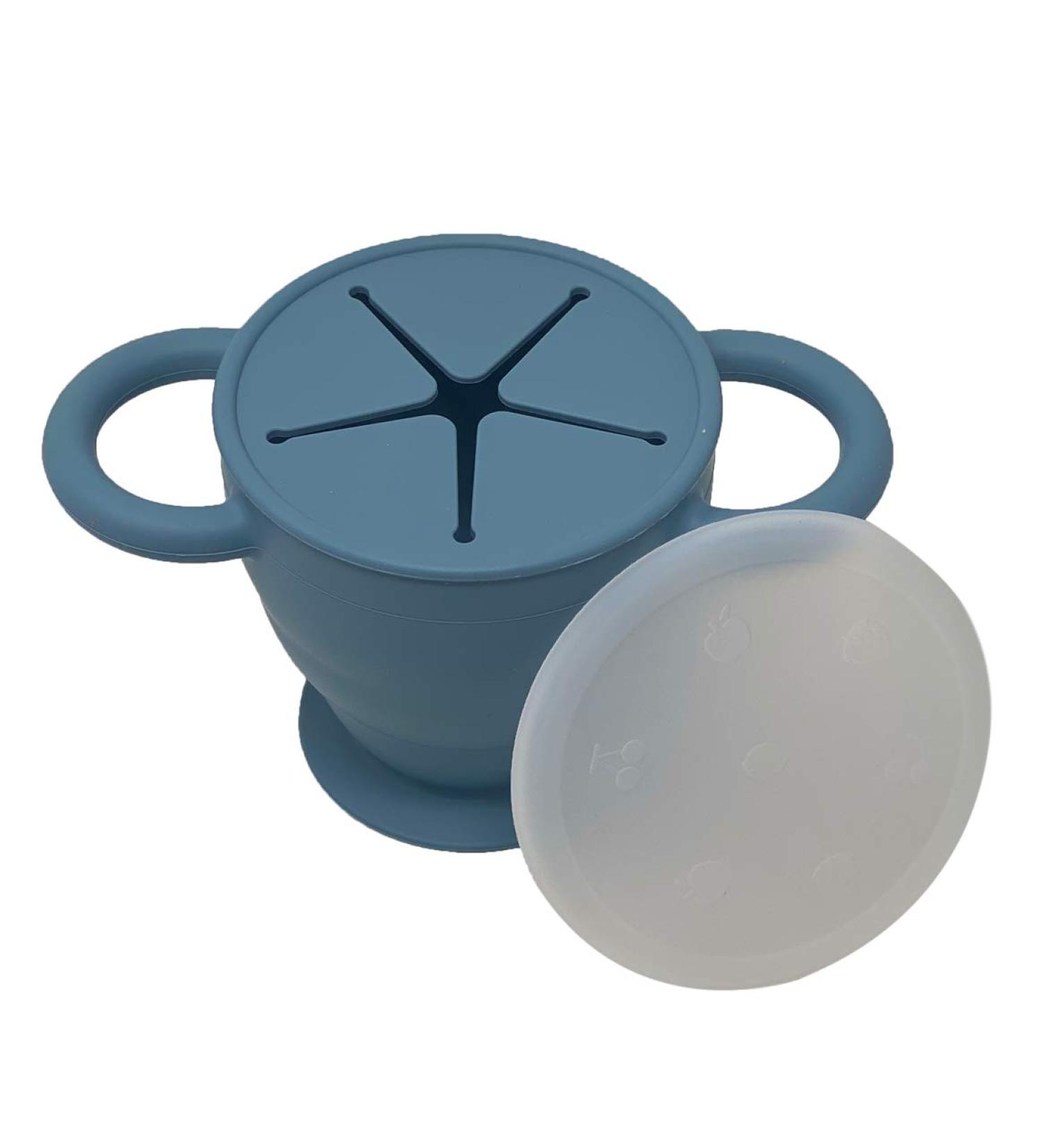 BraveJusticeKidsCo Collapsible Silicone Snack Cup | Blue Steel Snack Catcher for Toddler and Baby | Snack Attack II - Buy Online on GoSupps.com