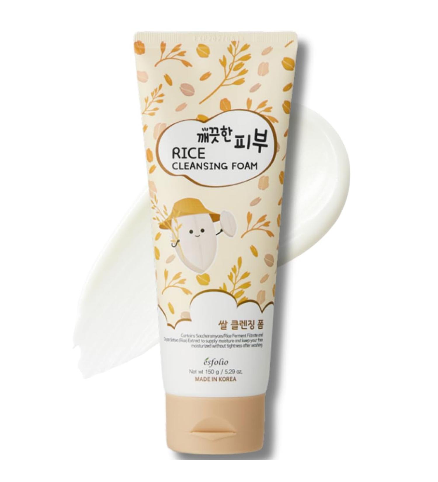 esfolio Rice Cleansing Foam Face Wash Gentle Daily Facial Cleanser with Soft Creamy Foam Suitable for All Skin Types Helps Remove Dirt Oil and Impurities Without Drying (5.29oz -150g) - Buy Online on GoSupps.com