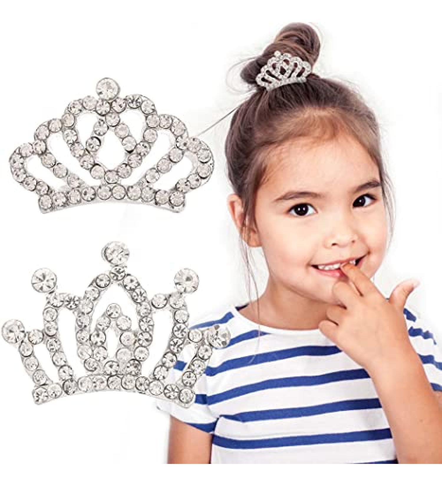 Kilshye Girl Silver Tiara Comb Set - Rhinestone Princess Prom Hair Accessories for Kids - Buy Online on GoSupps.com