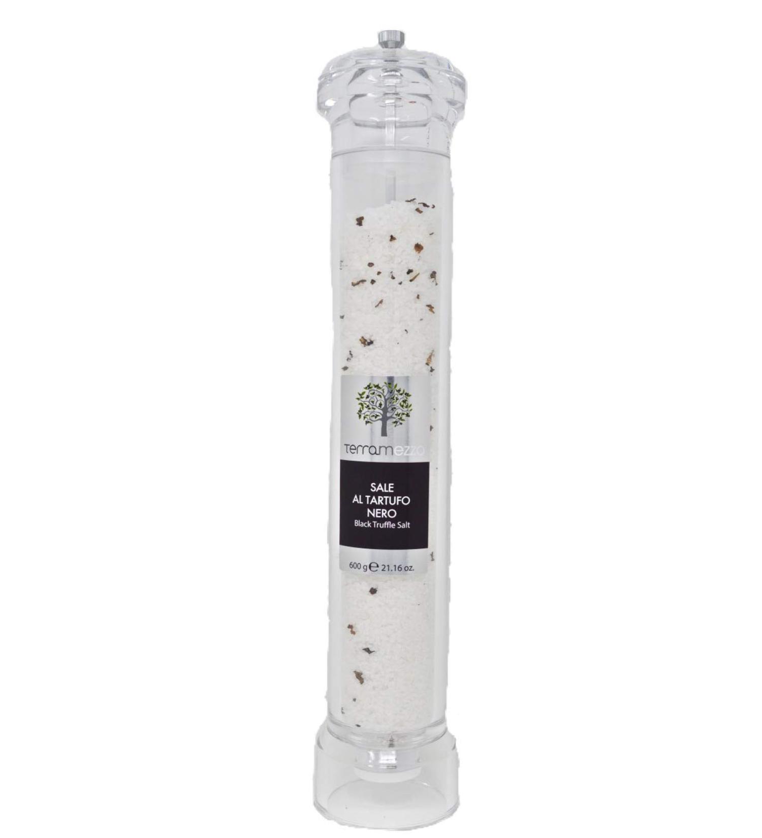Terramezzo Truffle Salt Ceramic Grinder (600g) Premium Quality Sicilian Sea Salt & Black Summer Truffle Flakes Ideal for Seasoning All Kinds of Cooked and Raw Dishes Refillable Mill 30cm Tall - Buy Online on GoSupps.com
