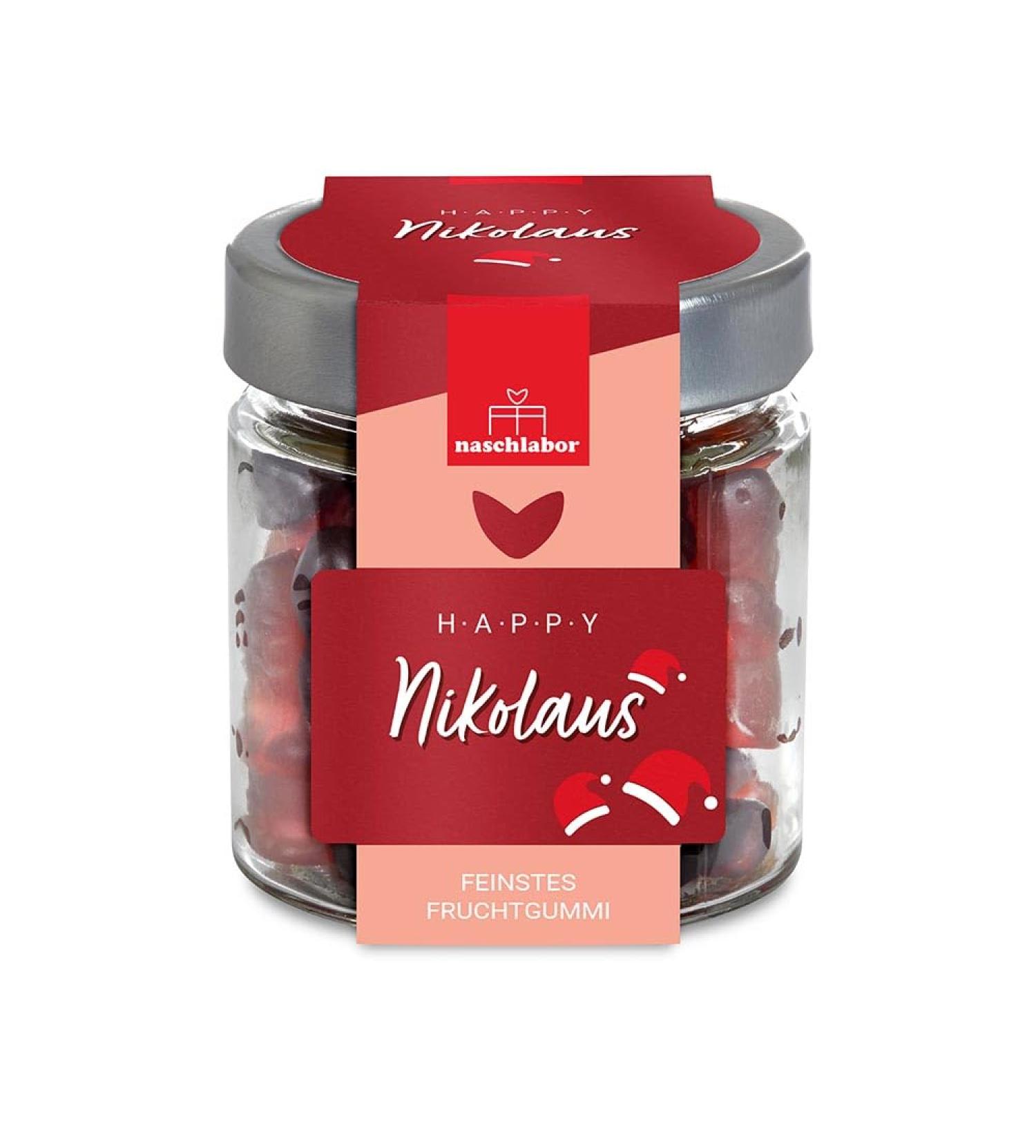  naschlabor Happy Nicolas Round Glass Jar 120g St Nicholas Gift Chocolate Substitute Christmas Gift Delicious Fruit Candy - Buy Online on GoSupps.com