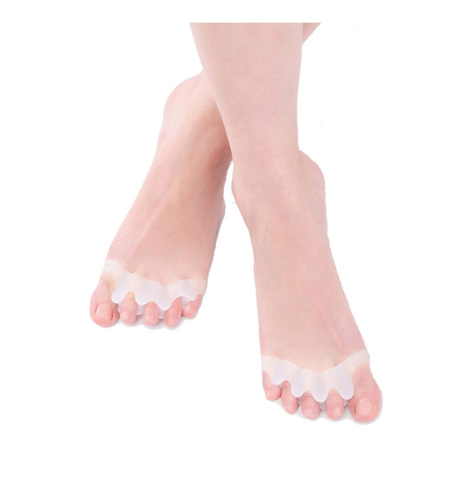 Yoga Gel Toe Separators - Foot Pain Relief & Toe Straightener Spreader - Silicone Toe Spacers for Bunions & Hammer Toe - 2 Pairs White - Buy Online on GoSupps.com