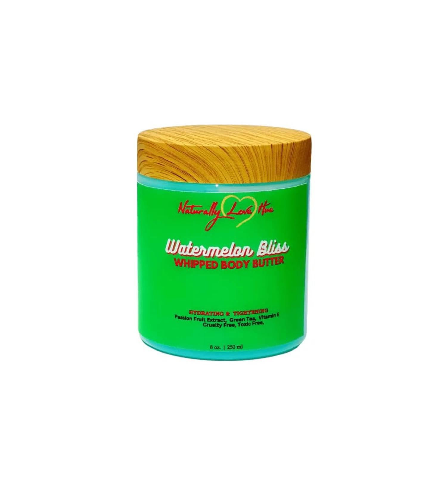 Naturally Love Hue Watermelon Bliss Whipped Body Butter Deep Moisturizing Cream with Shea Butter Aloe Green Tea & Vitamin E Softens Hydrates & Smooths Dry Skin 8 oz