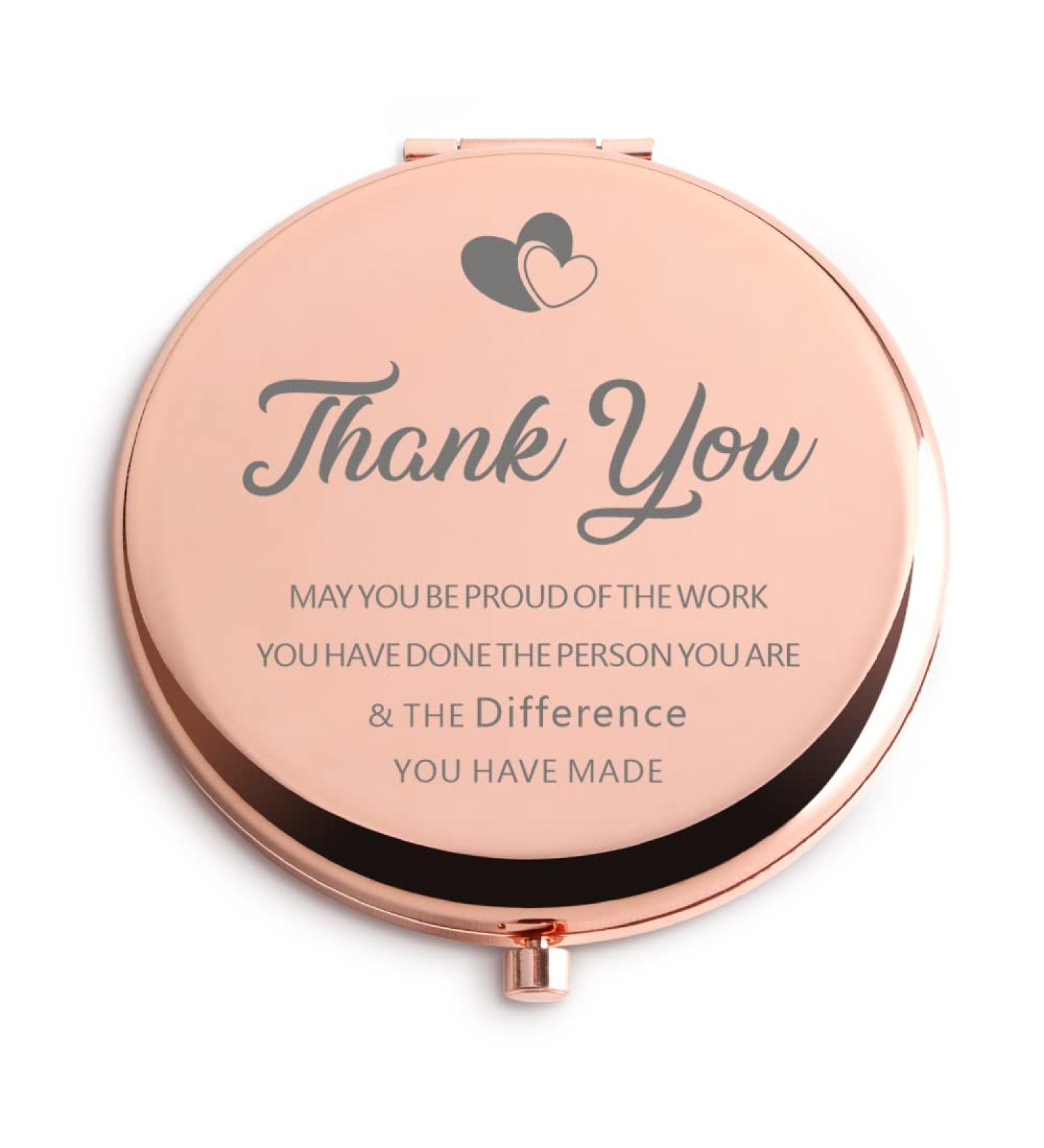 Rose Gold Compact Hand Mirror: Thank You Inspirational Gift for Coworkers - Ideal for Farewell, Retirement, Birthday, Christmas - Compact and Cute Design for Purse or Travel - Buy Online on GoSupps.com