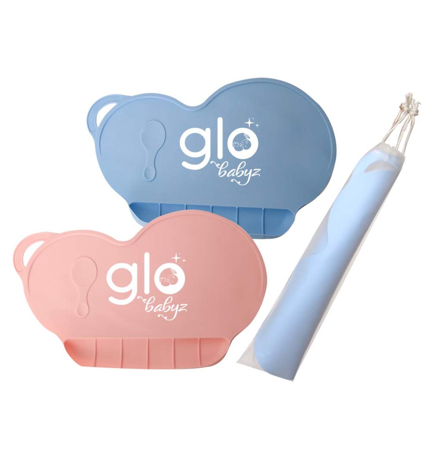 Glo Babyz Silicone Placemat for Babies, Toddlers & Kids - Non-Slip, Food Grade Material - Includes Drawstring Bag (Blue/Pink) - Buy Online on GoSupps.com