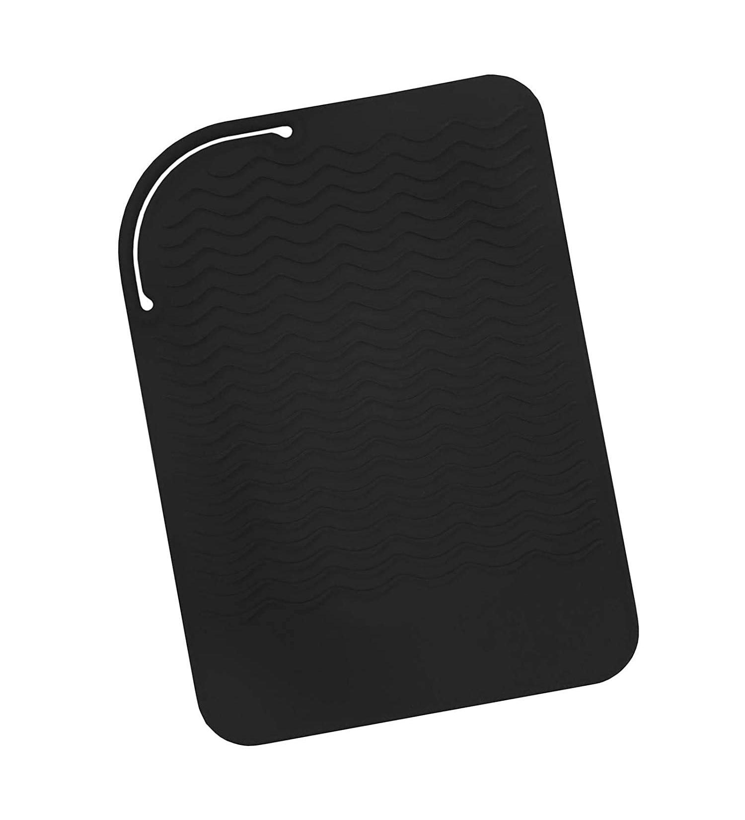 Black Silicone Heat Resistant Travel Mat - Anti-Heat Pad for Hair Straighteners & Curling Irons | Perfect for Styling on the Go - Buy Online on GoSupps.com