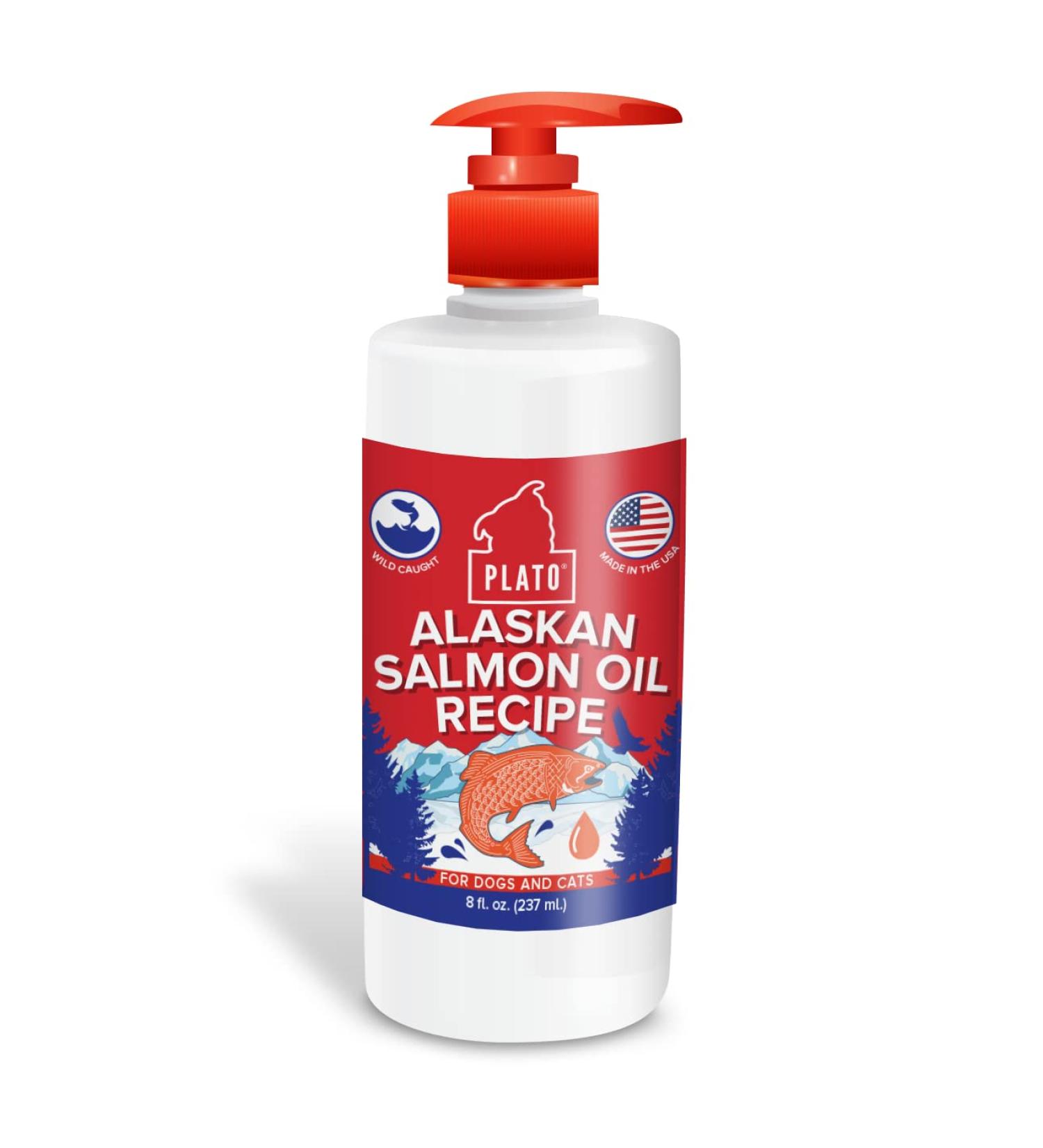 PLATO Wild Alaskan Salmon Oil Kibble Topper - 8 oz - Boost Dog Food with Omega 3 & 6 for a Healthy Skin & Coat - Buy Online on GoSupps.com