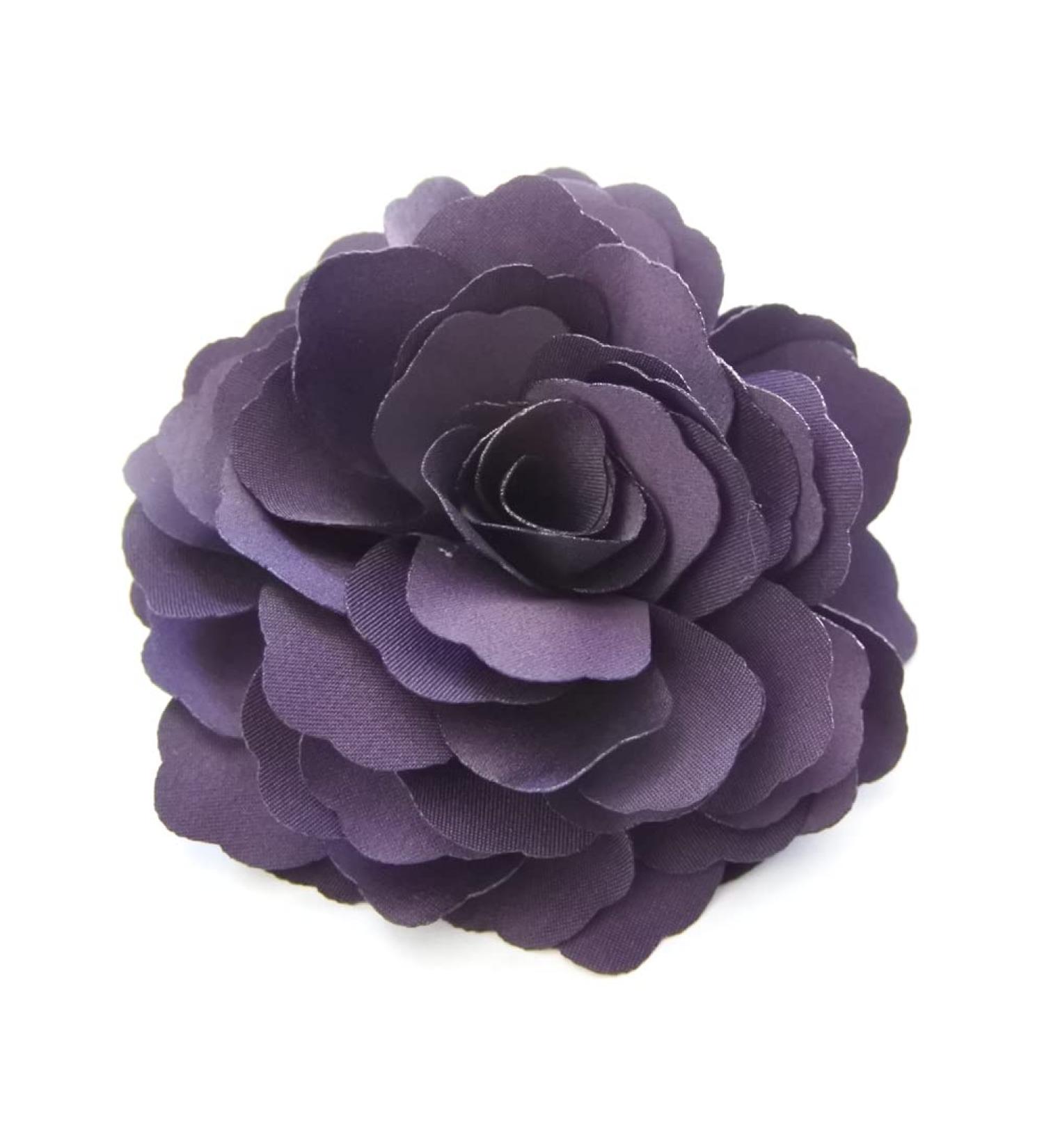 Meilliwish Camellia Flower Hair Clip Brooch(A74)(Purple)