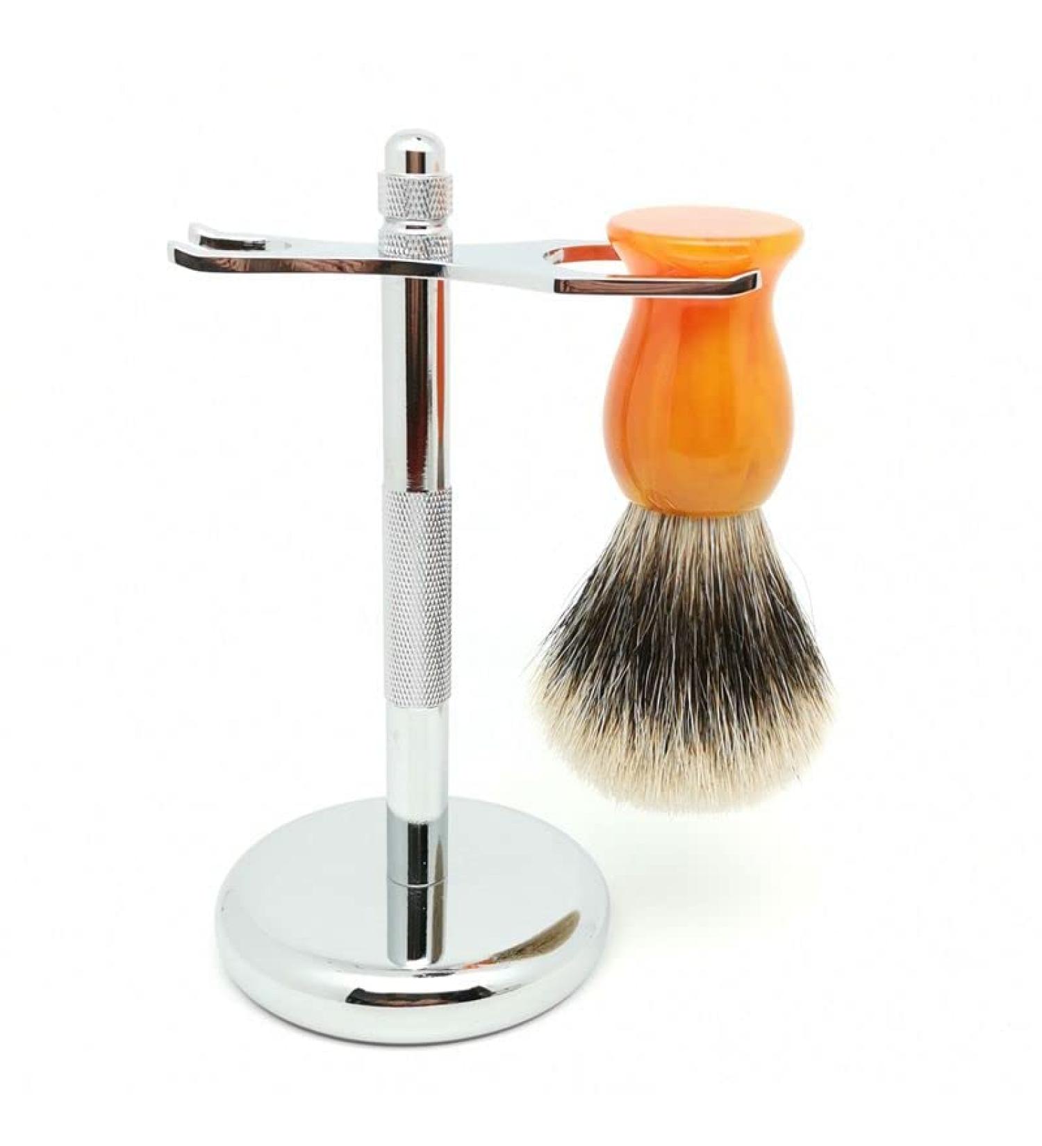 Premium Razor Holder & Shaving Brush Rack for Men | Finest Roof Hair 2.9x6 inches Silver | Perfect Shaving Accessories - Buy Online on GoSupps.com