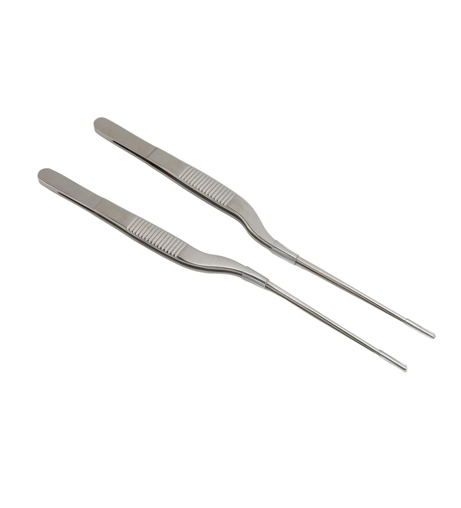 Pack of 2 Curved Stainless Steel Tweezers with Corrosion Protection - Ideal for Hearing Aids | International Shipping Available - Buy Online on GoSupps.com